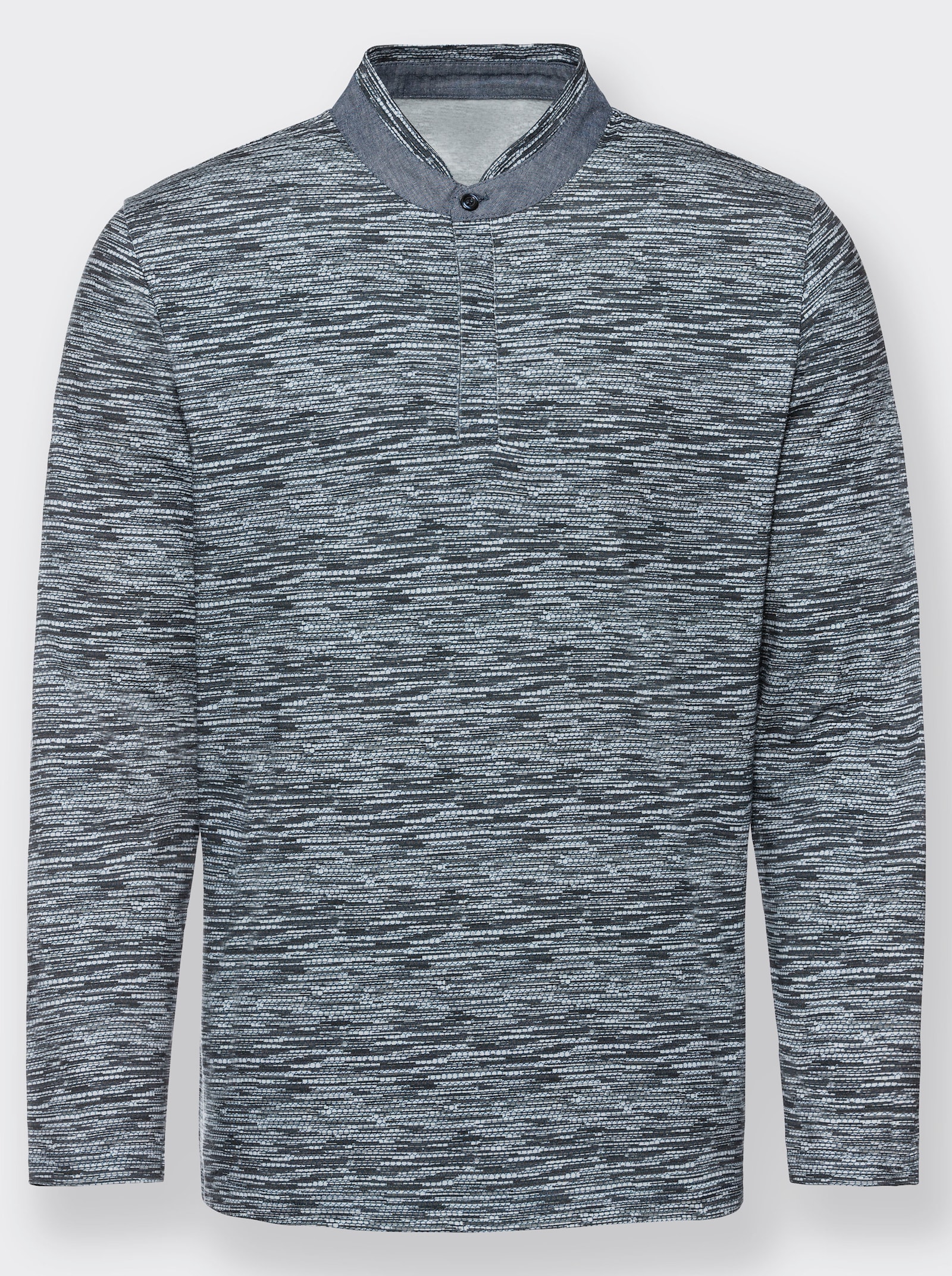 Marco Donati Langarm-Shirt - blau-gemustert