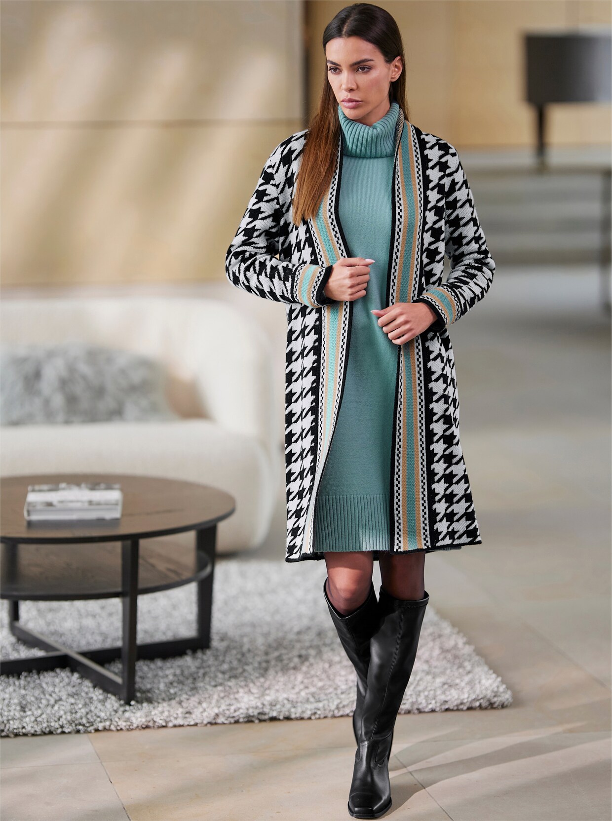 heine Cardigan - schwarz-ozean-gemustert