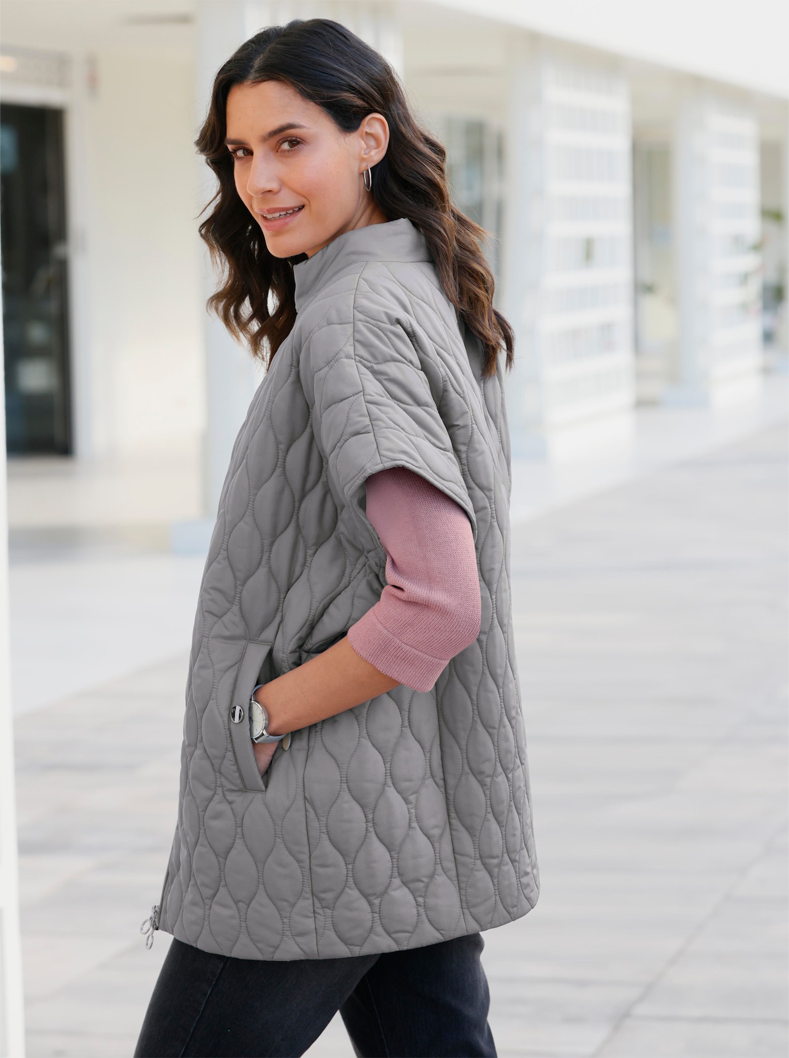 Steppweste in Oversize-Schnitt - grau