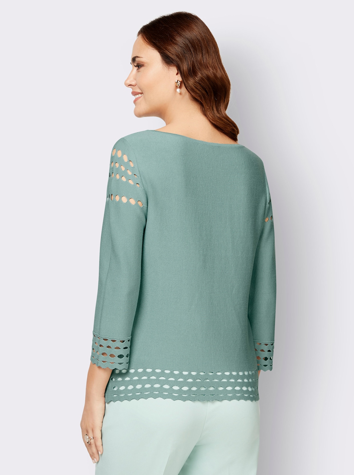 Pullover met 3/4-mouwen - kalkmint