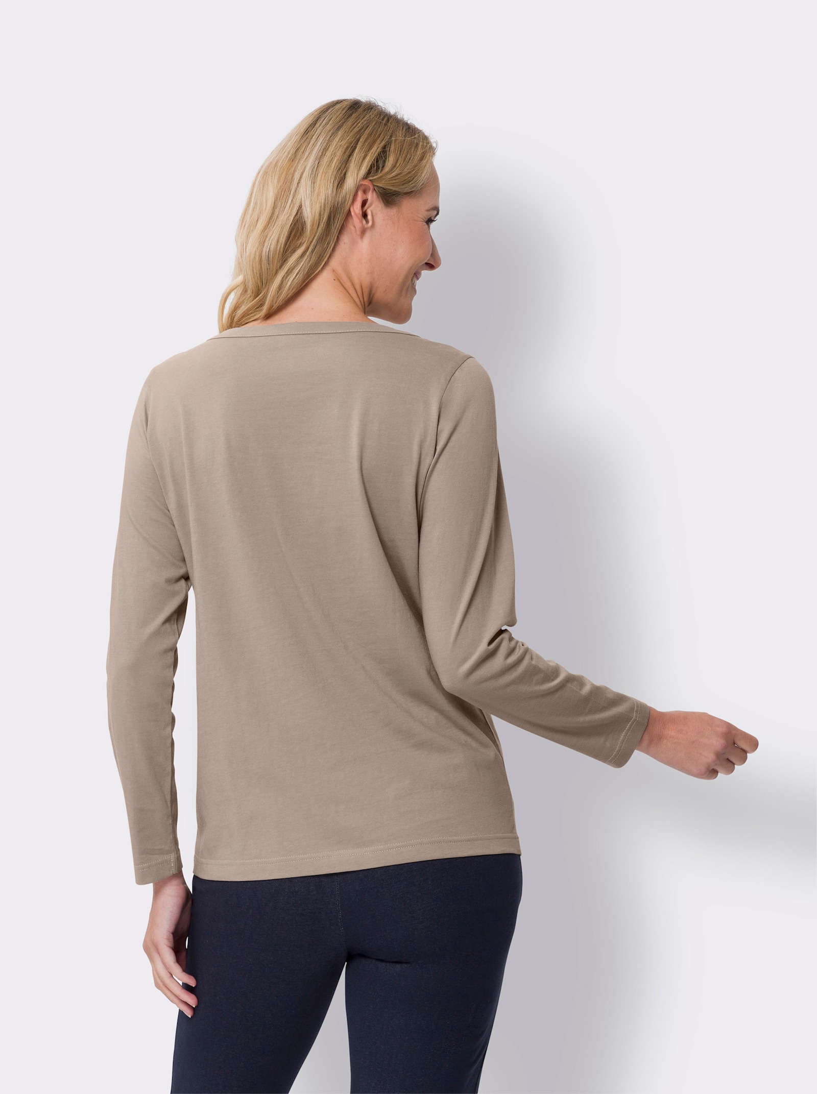 Shirt met lange mouwen en oogjes - sesam