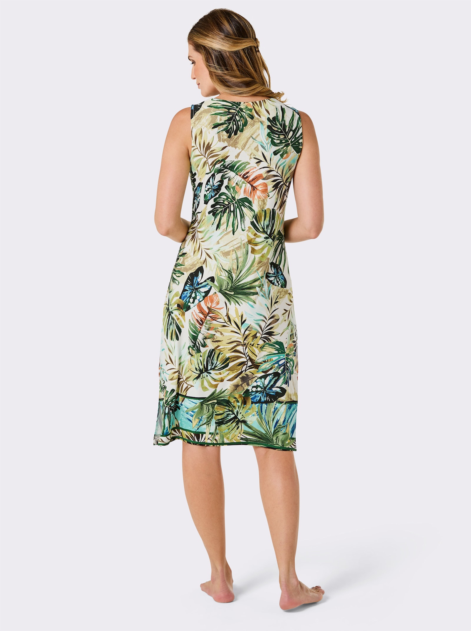 Comodo Sommerkleid - champagner-petrol-bedruckt