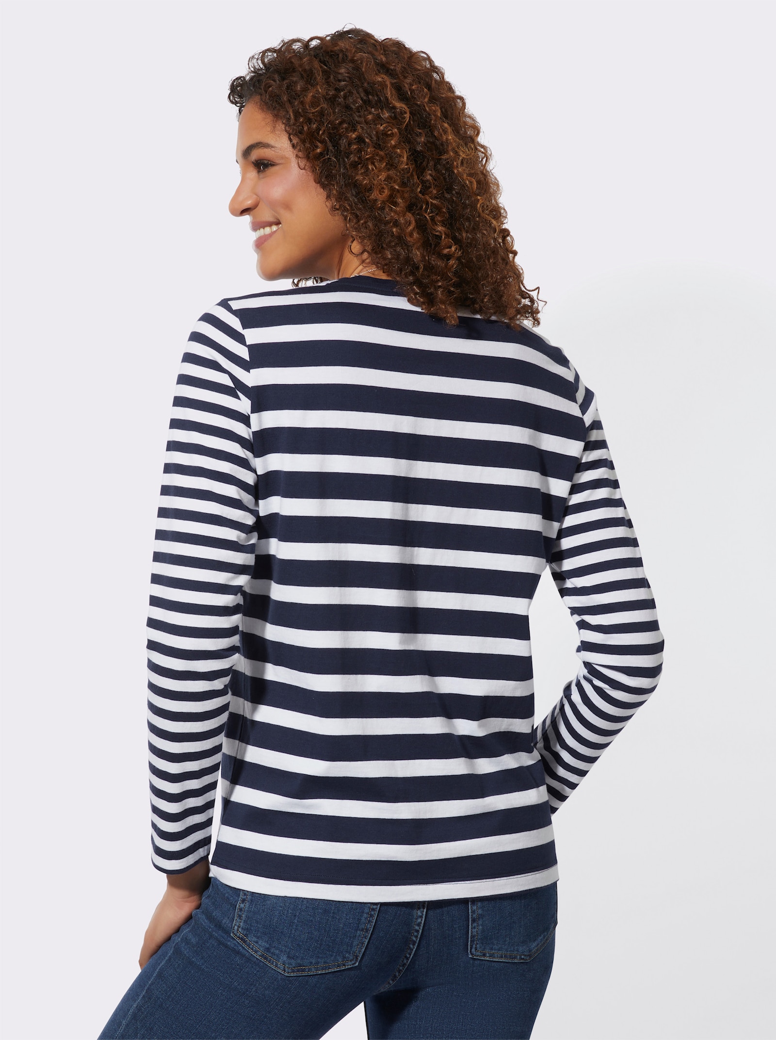 Shirt met streepjespatroon - marine/wit gestreept