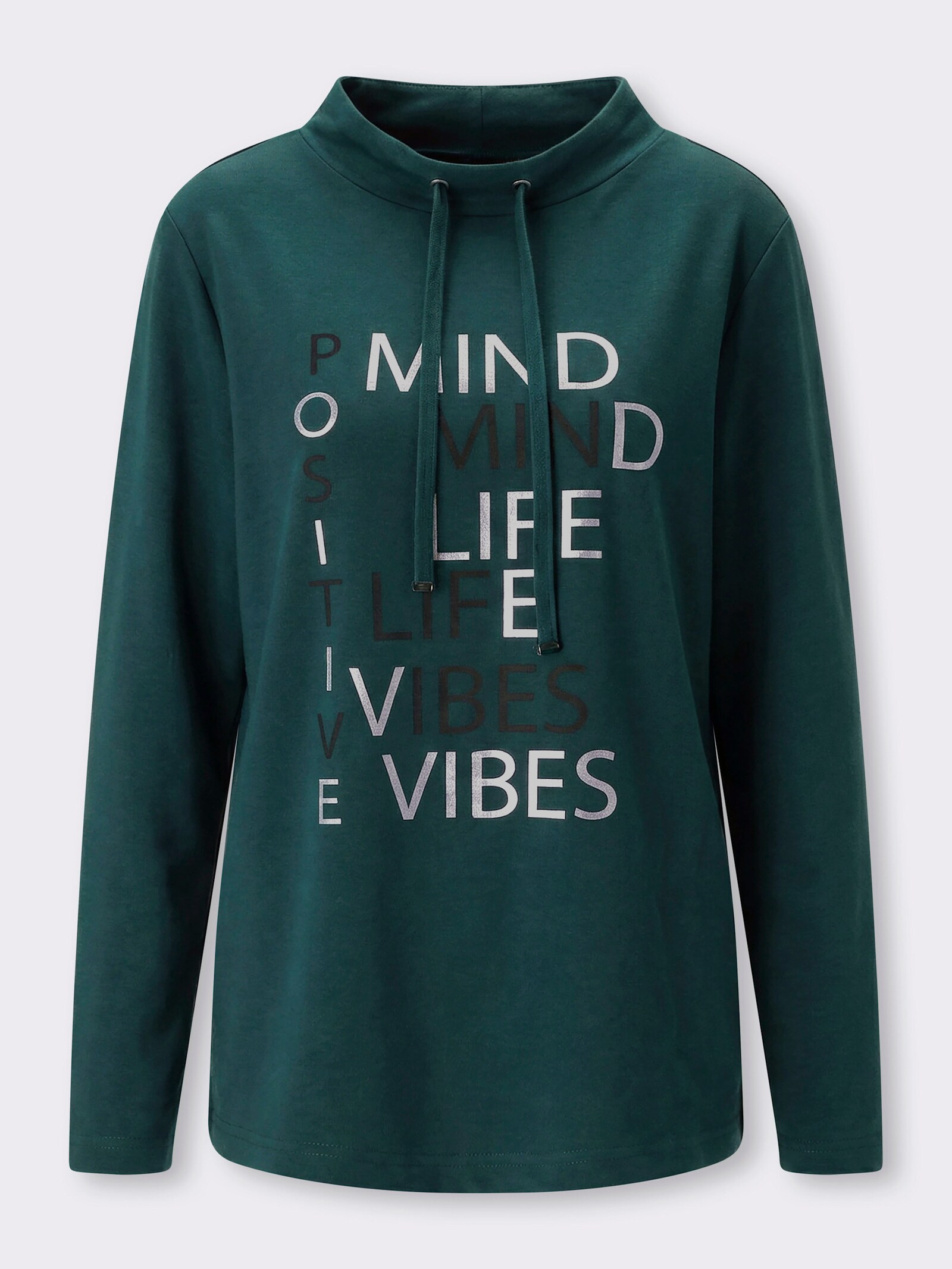 Sweatshirt mit Foliendruck - petrol-schwarz-bedruckt