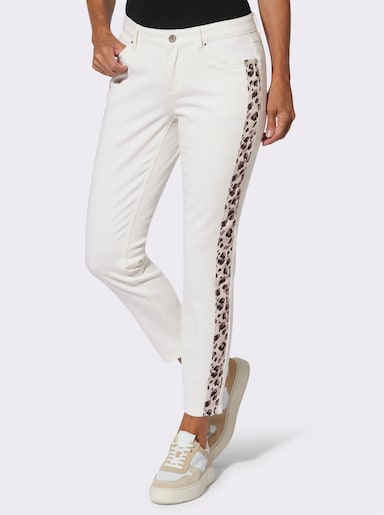 5-Pocket-Jeans mit Seitenstreifen - ecru-schwarz