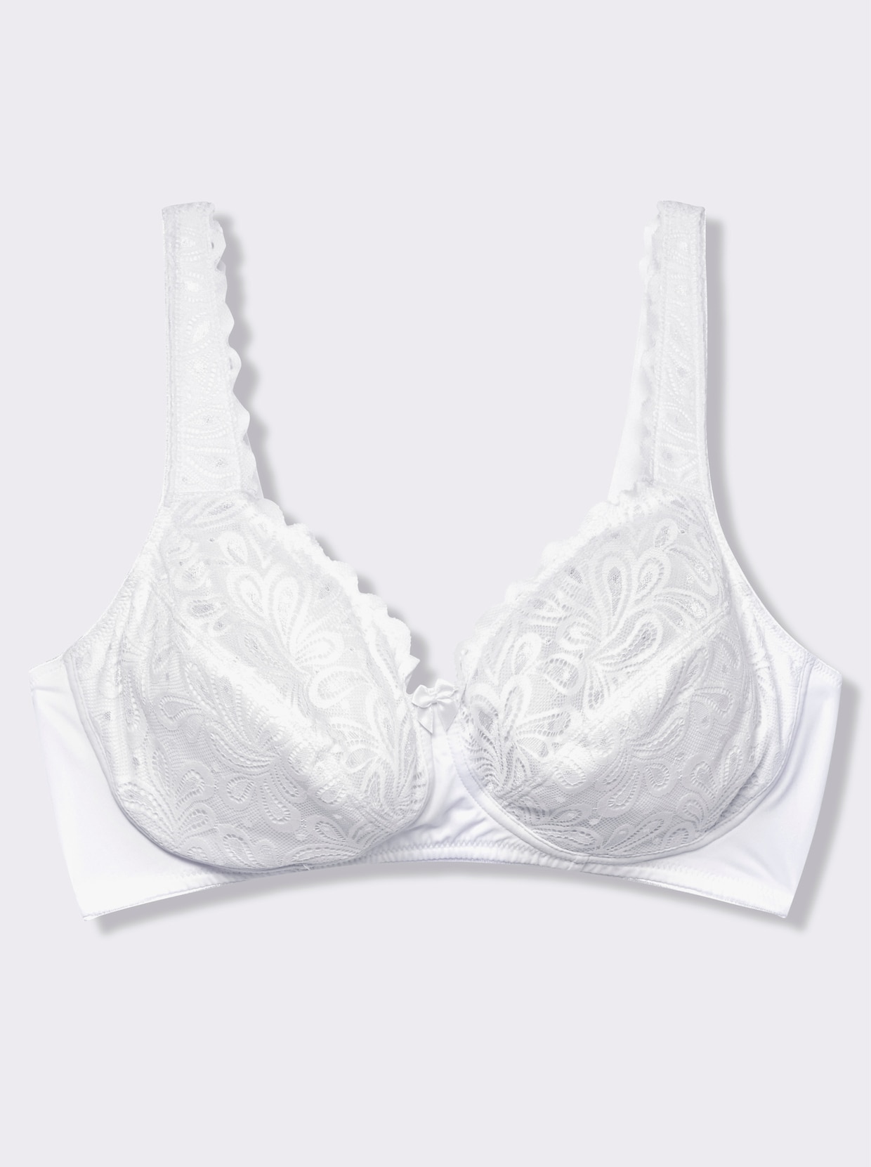 wäschepur Komfort-BH ohne Bügel mit Spitzen-Verzierung - weiß