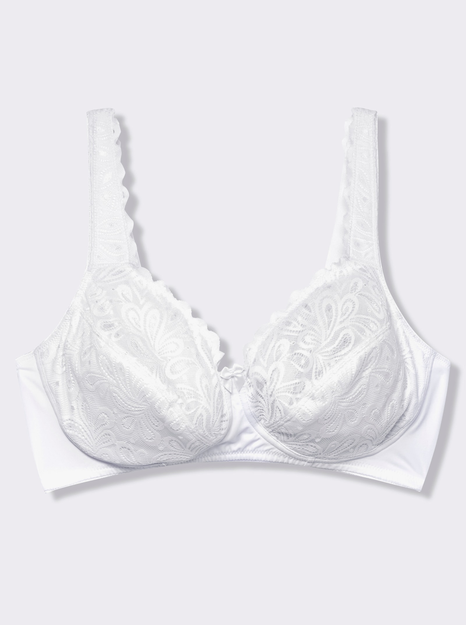 wäschepur Komfort-BH ohne Bügel mit Spitzen-Verzierung - weiß
