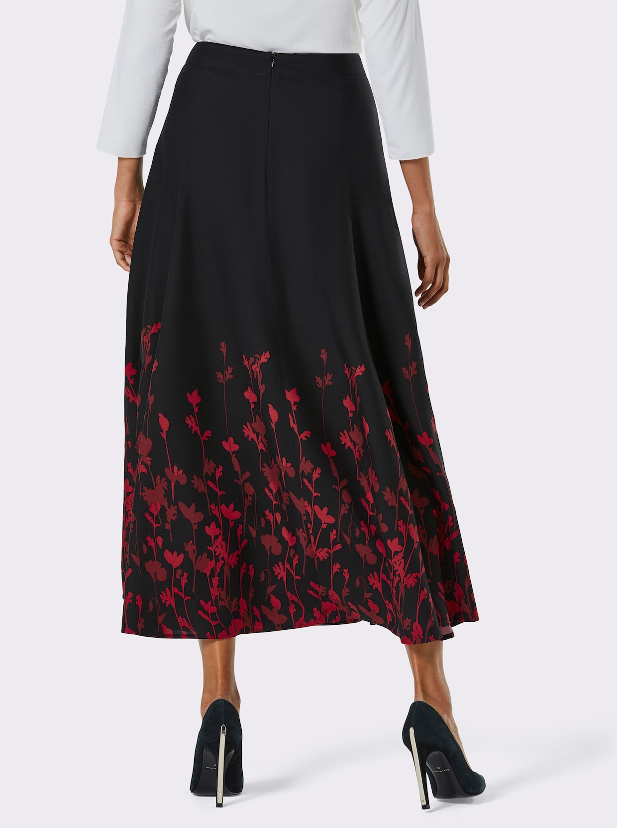 CREATION L PREMIUM Rok met modal - zwart/rood geprint