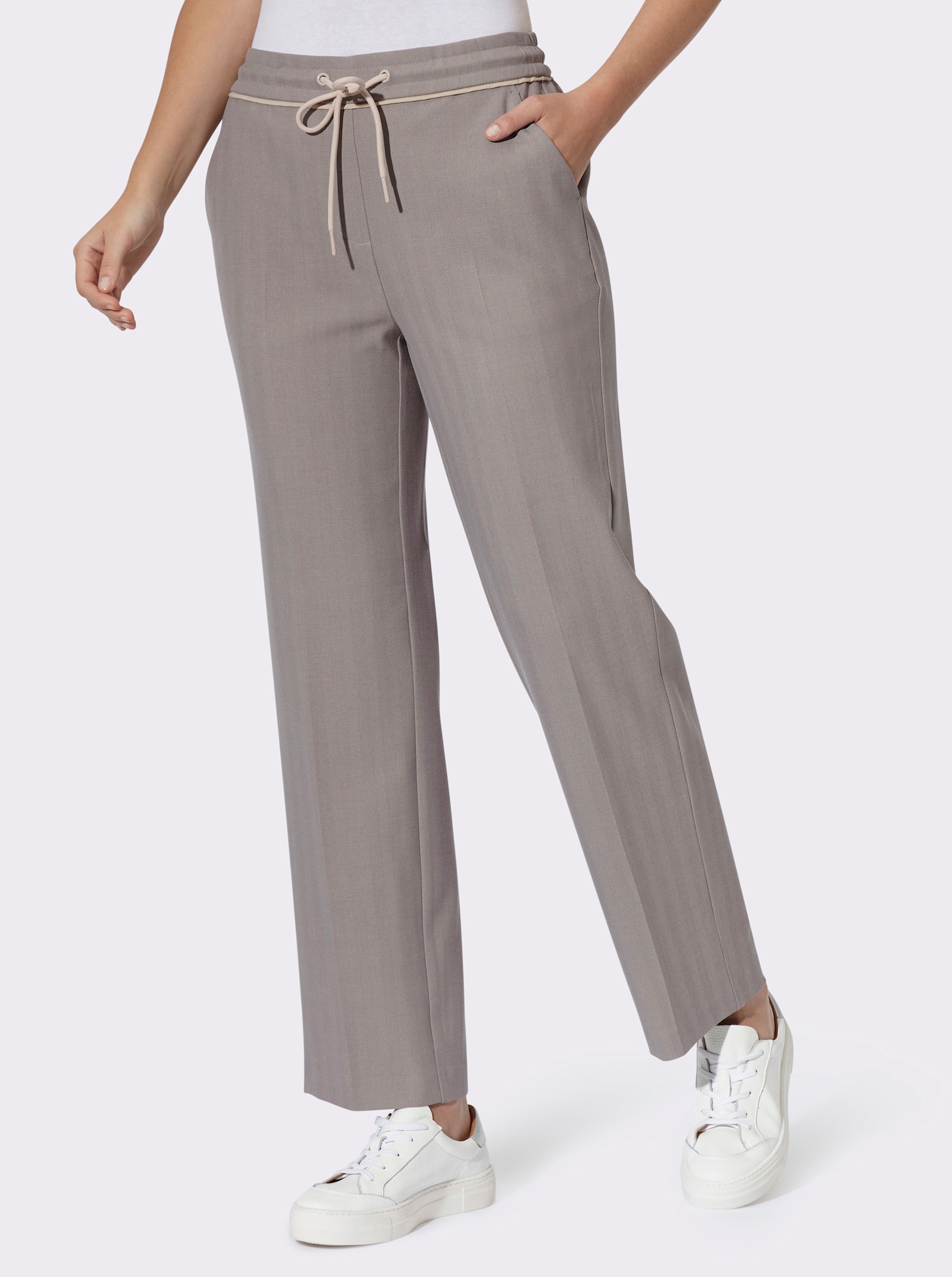 heine Schlupfhose mit Fischgrat-Dessin - grau-beige-gemustert