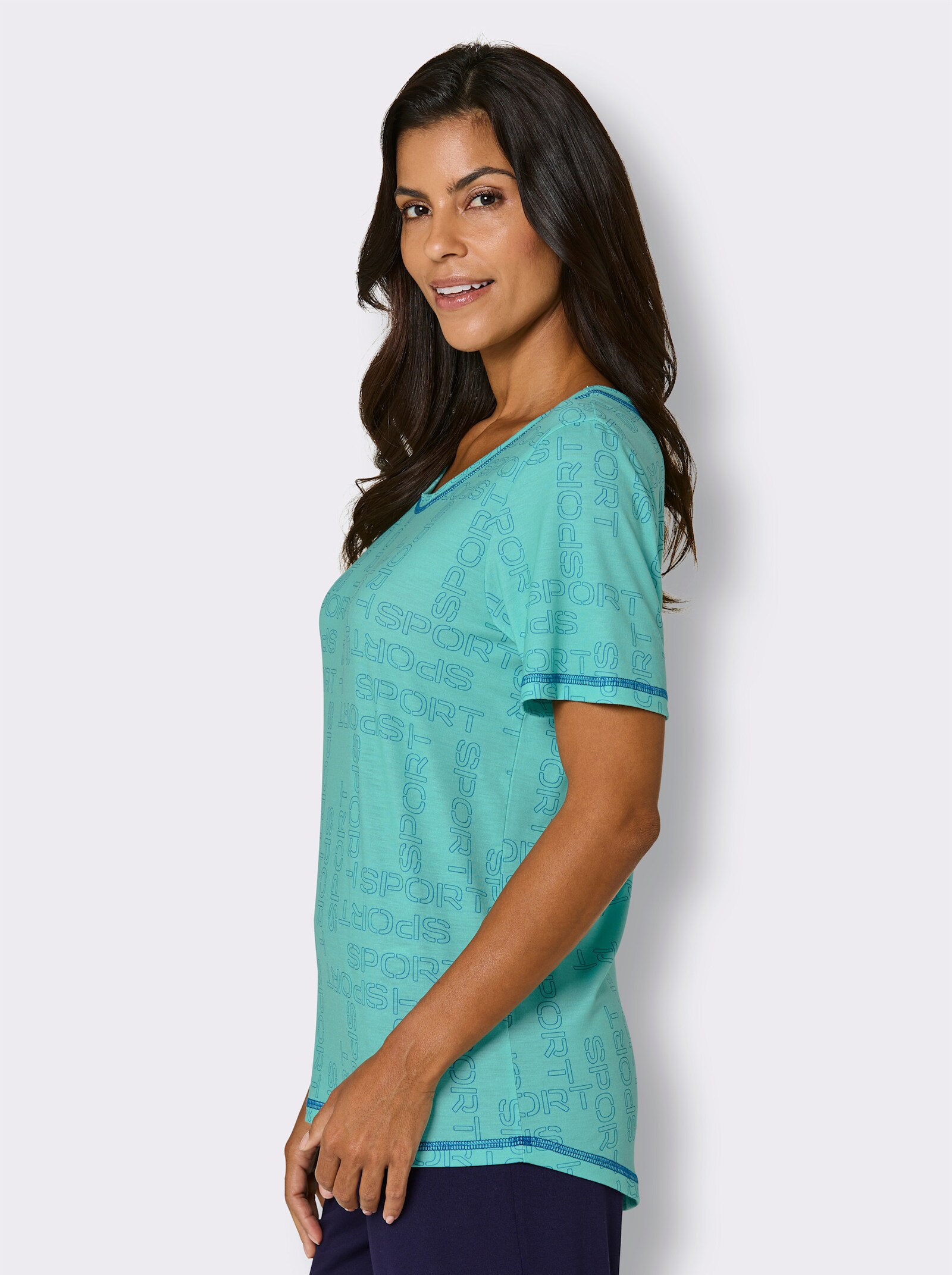 Funktionsshirt mit längerem Rückenteil - salbei-bedruckt