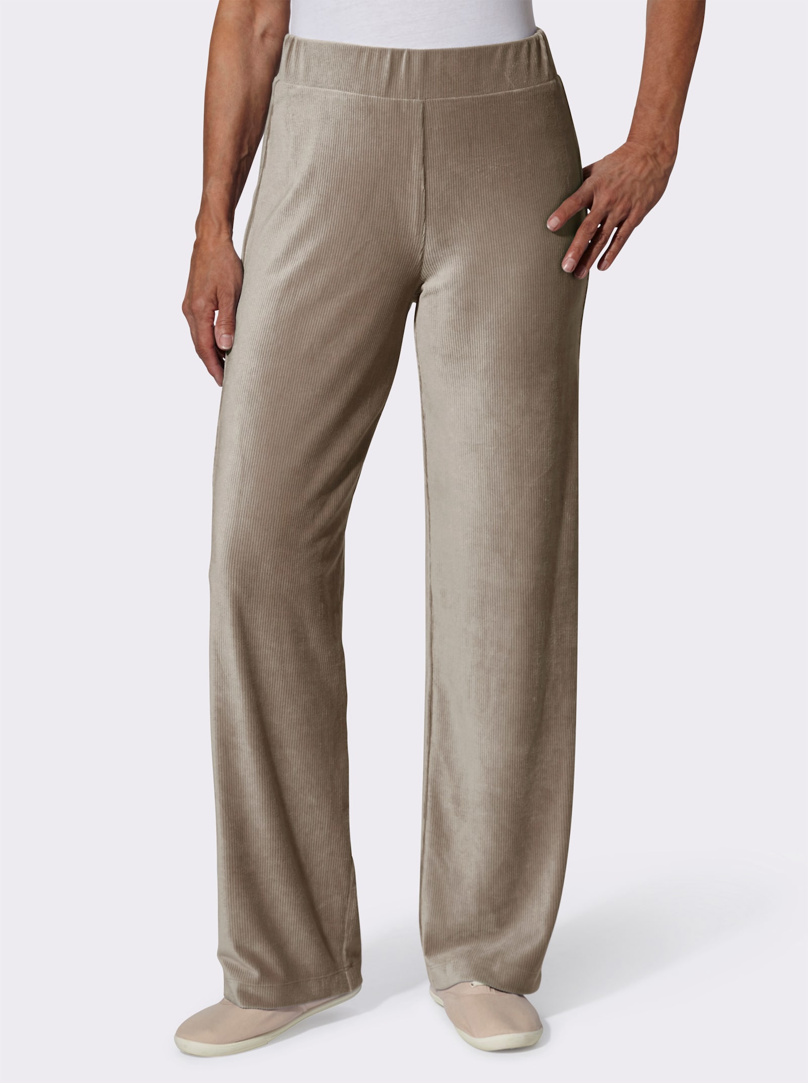 Jerseybroek van ribcord - taupe