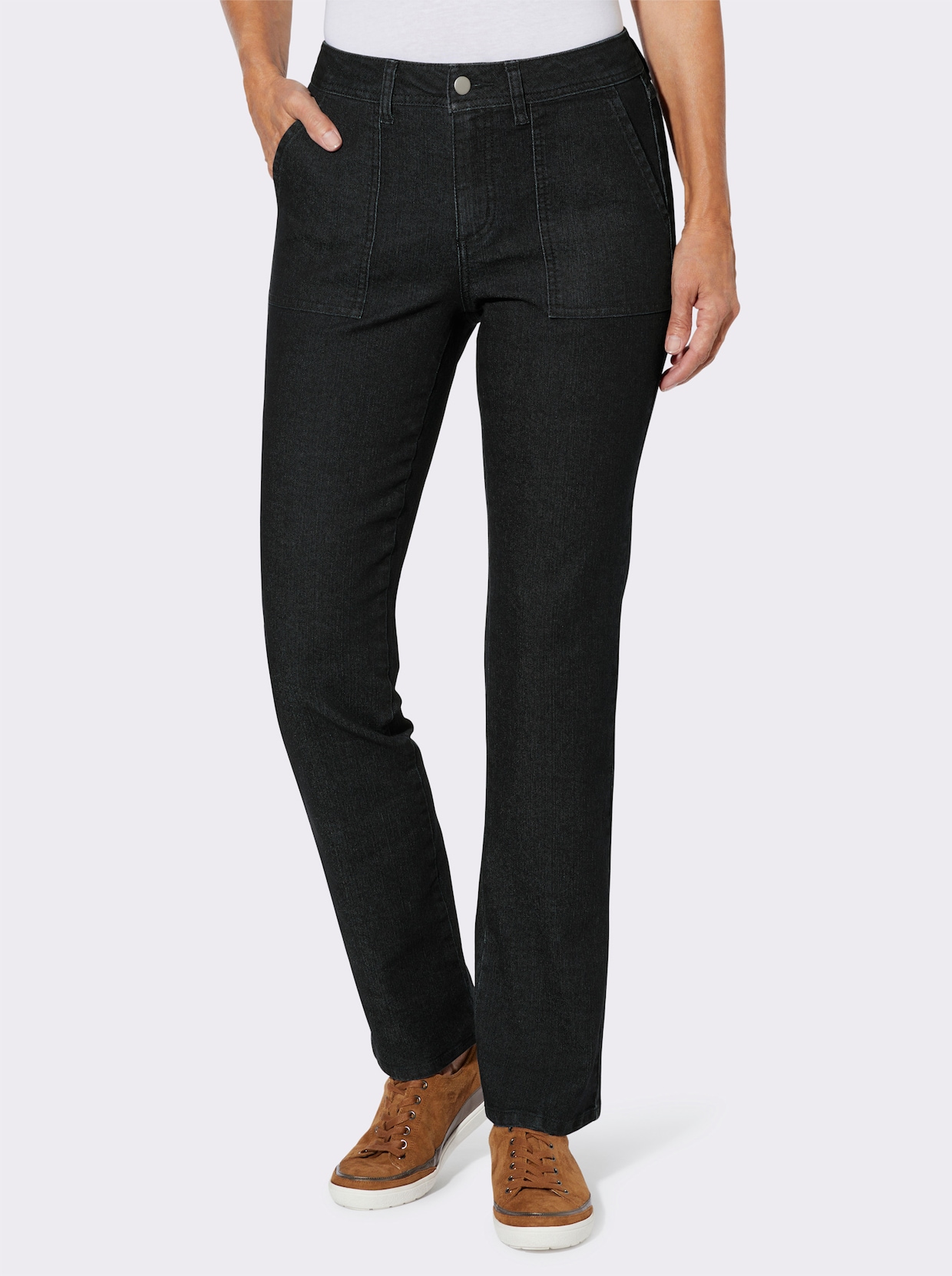 Jeans mit aufgesetzten Taschen - graphit denim