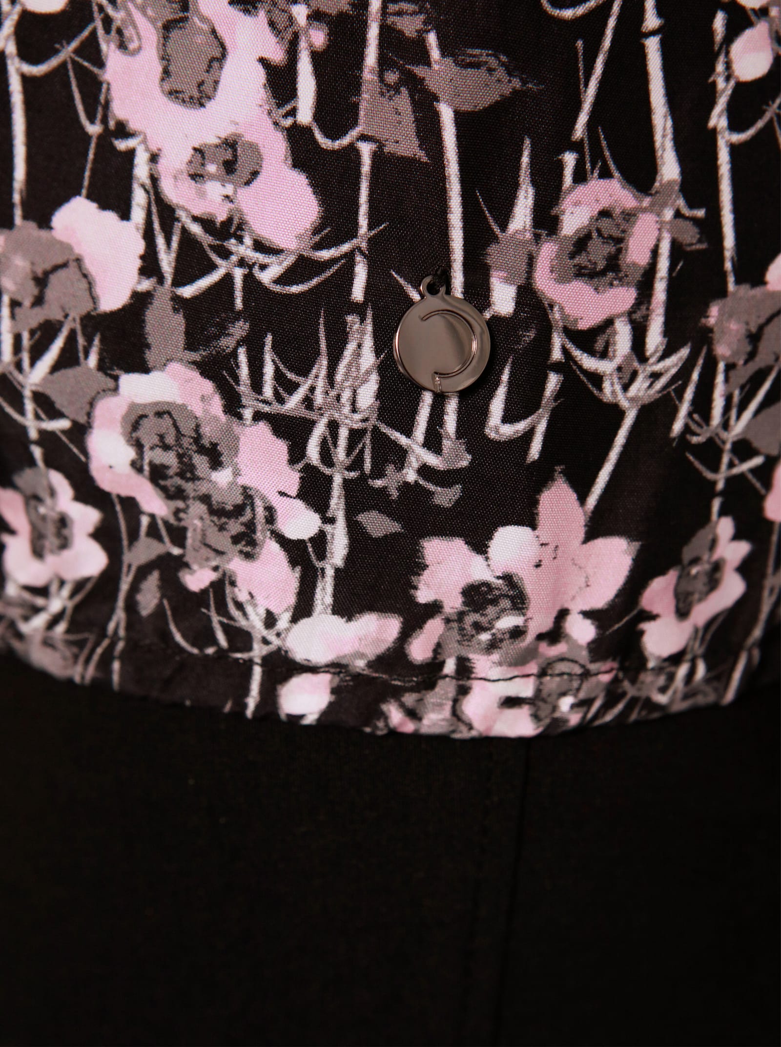 CREATION L PREMIUM Schlupfbluse mit Blumen-Print - schwarz-rosé-gemustert