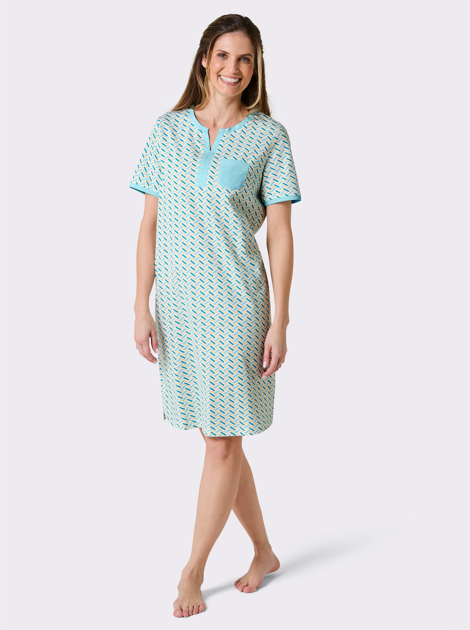 wäschepur Sleepshirts - aquamarin-weiß-bedruckt + flamingo-weiß-bedruckt