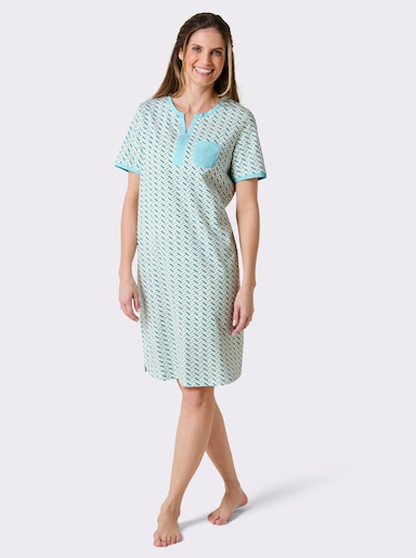 wäschepur Sleepshirts - aquamarin-weiß-bedruckt + flamingo-weiß-bedruckt