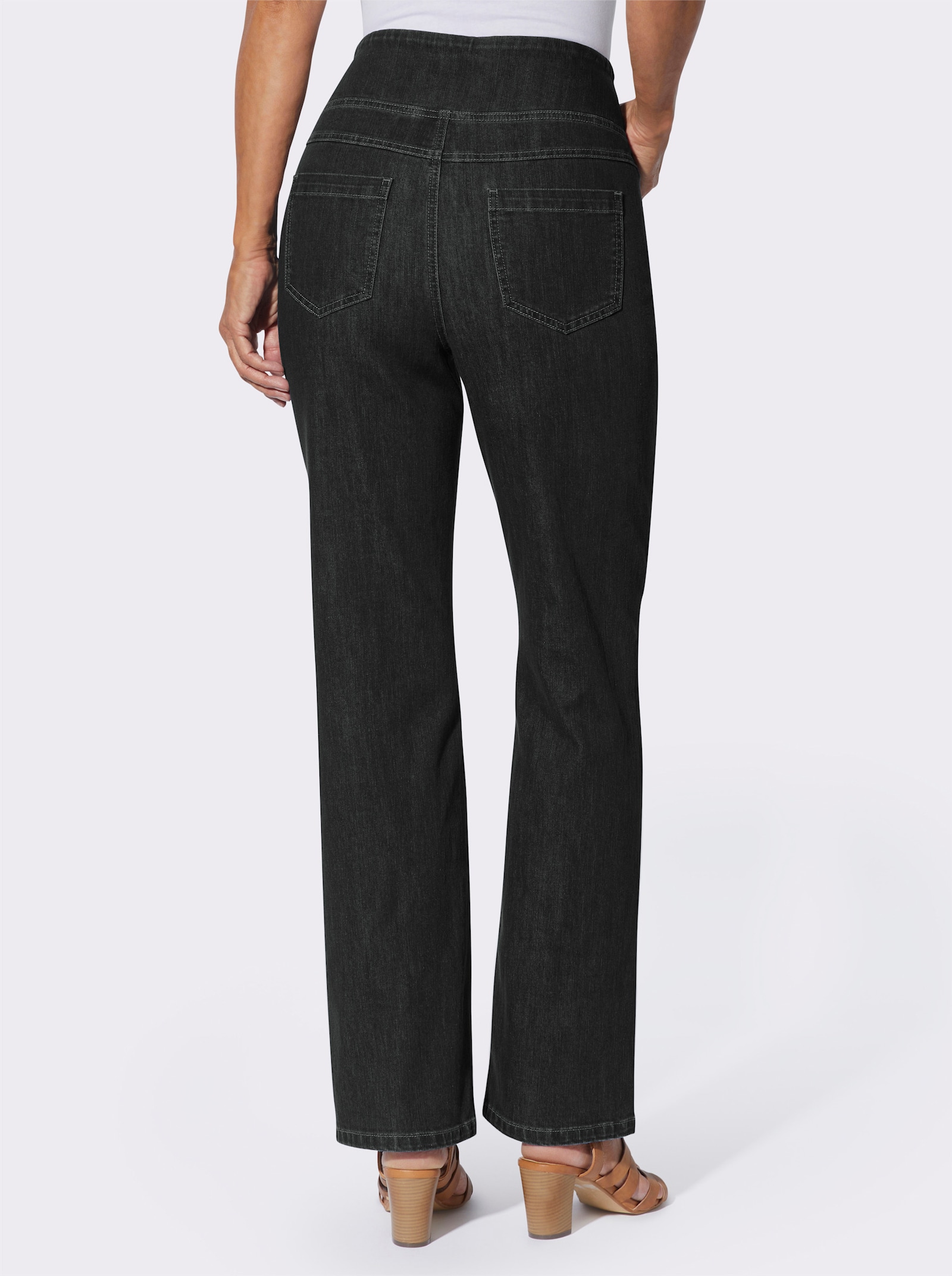 Gerade Jeans mit hohem Bund - black-denim