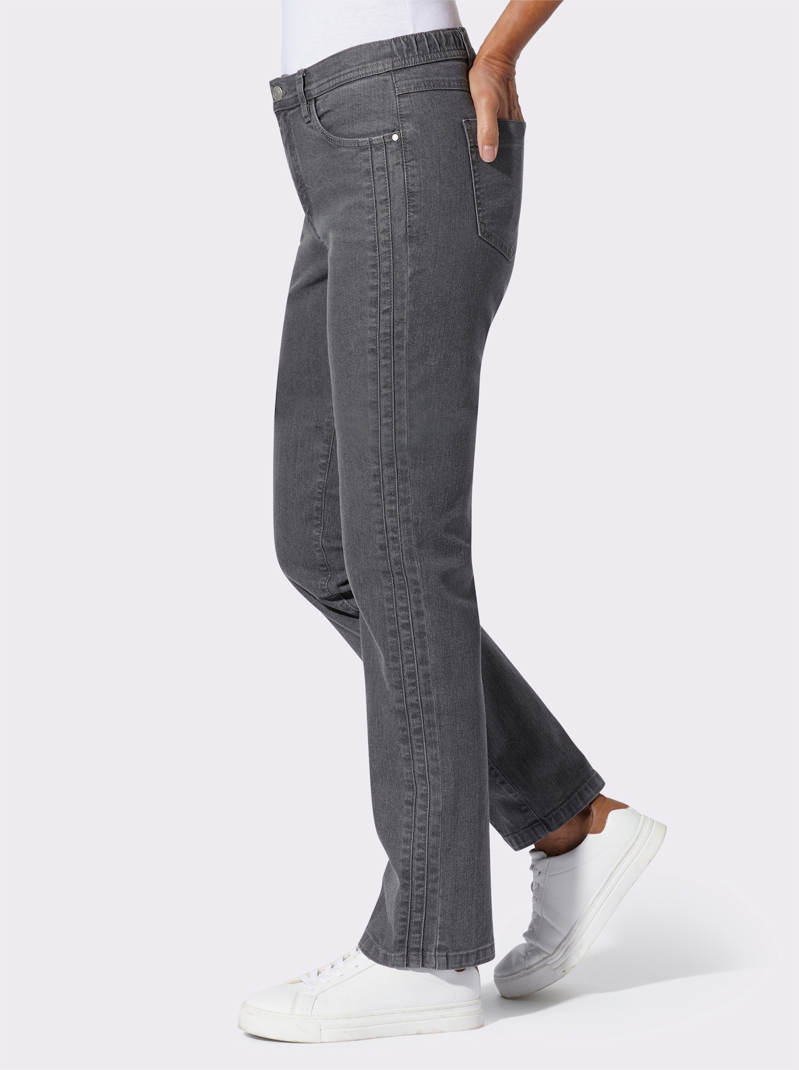 Jeans mit seitlichem Einsatz - grey-denim