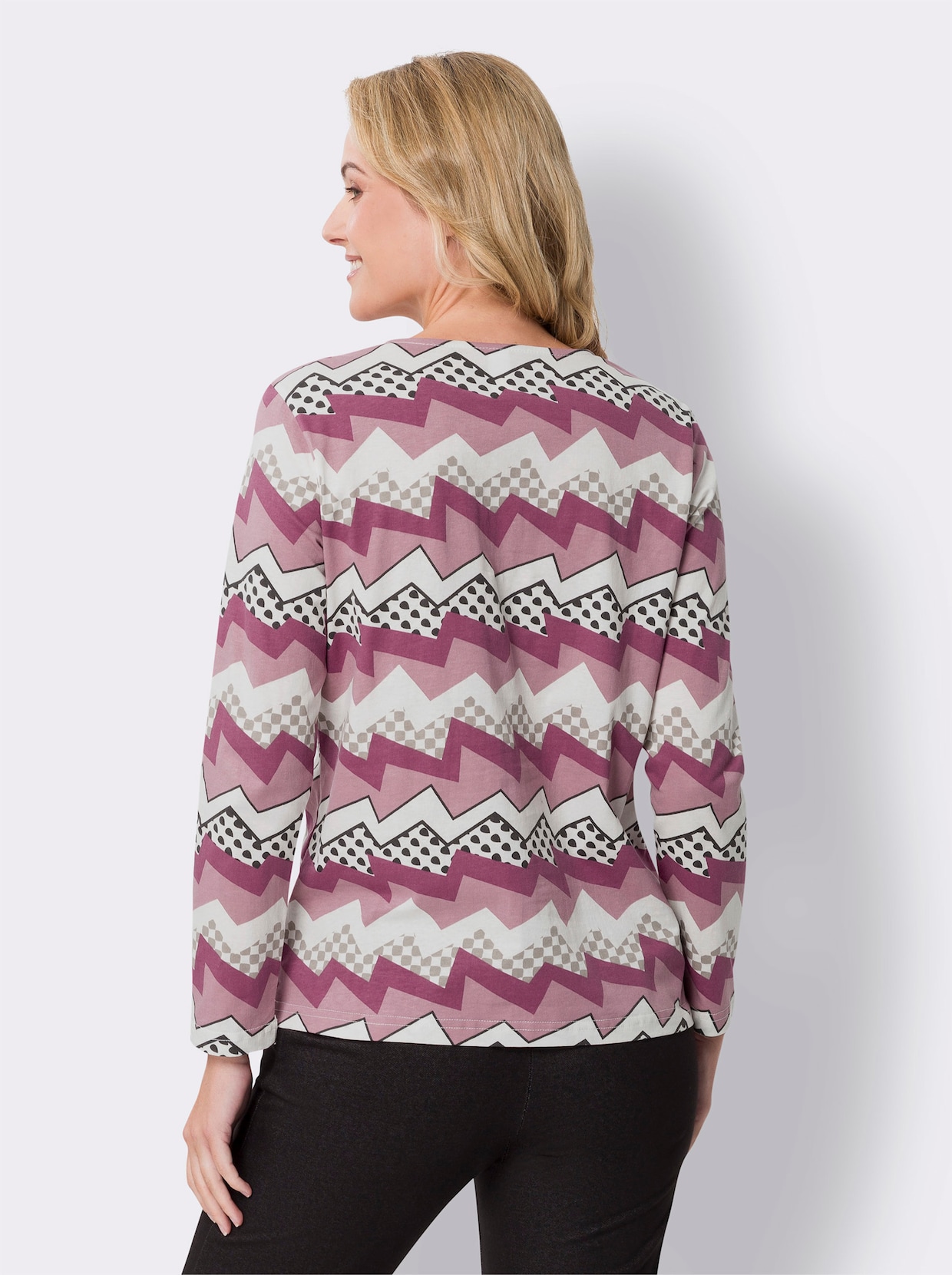 Shirt met ronde hals - oudroze/heide bedrukt