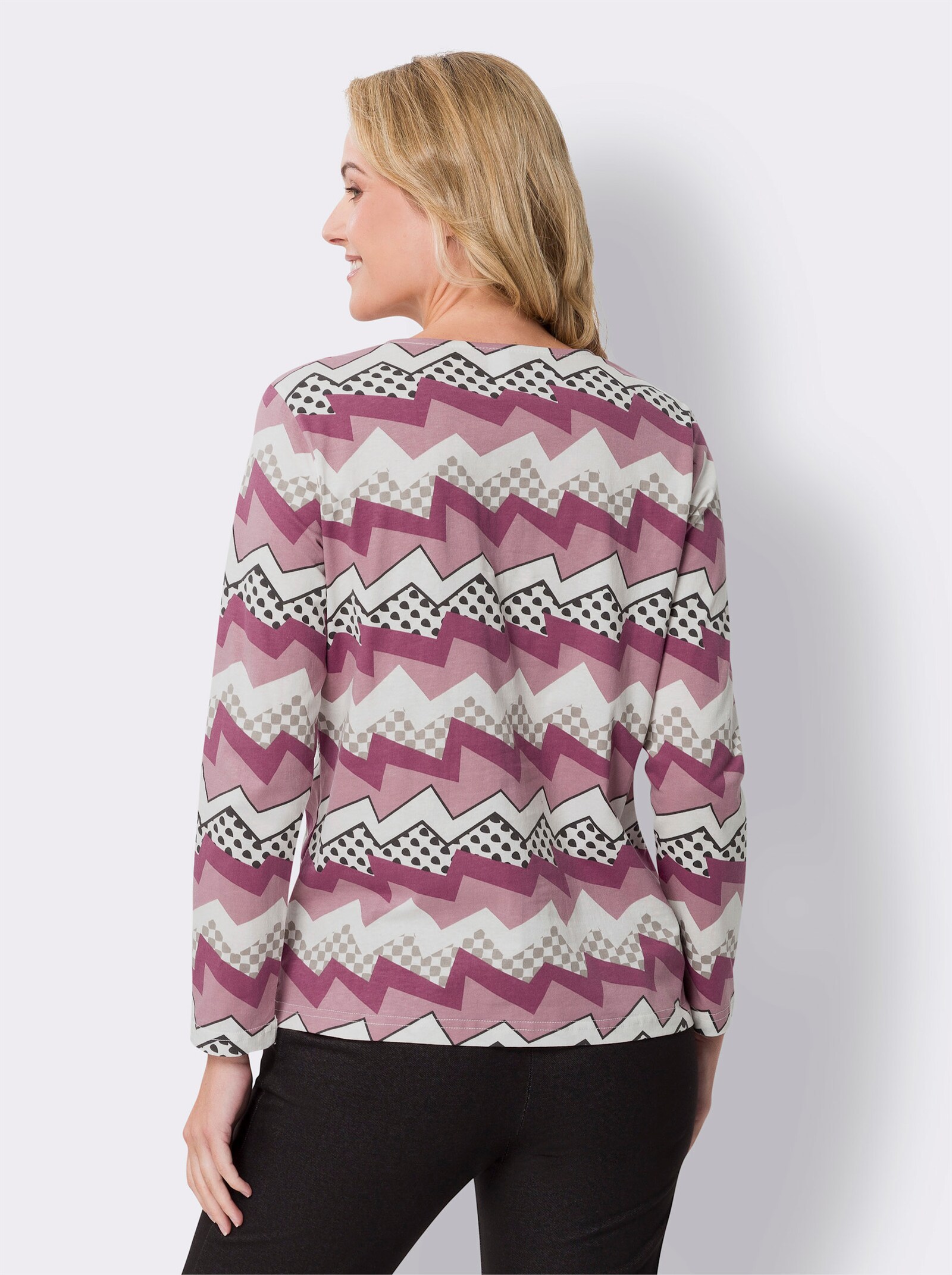 Tričko, okr. výstr., kľukatka - Staroružovo-vresová potlač