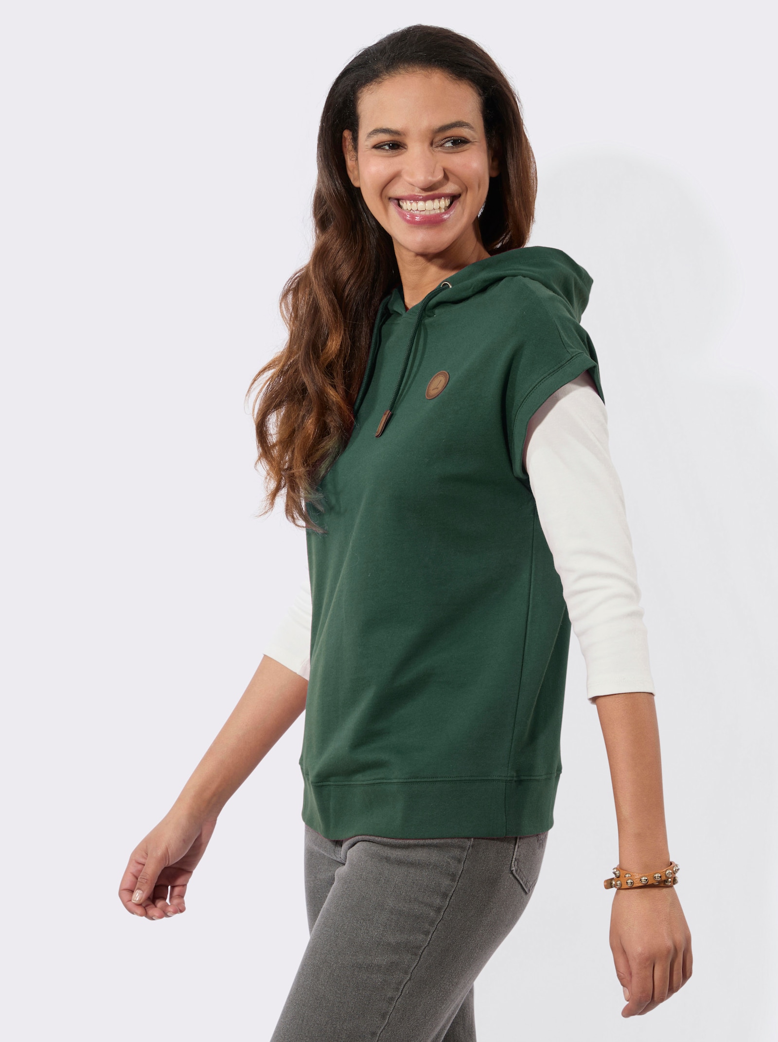 Kapuzenshirt mit Tunnelzug - moos