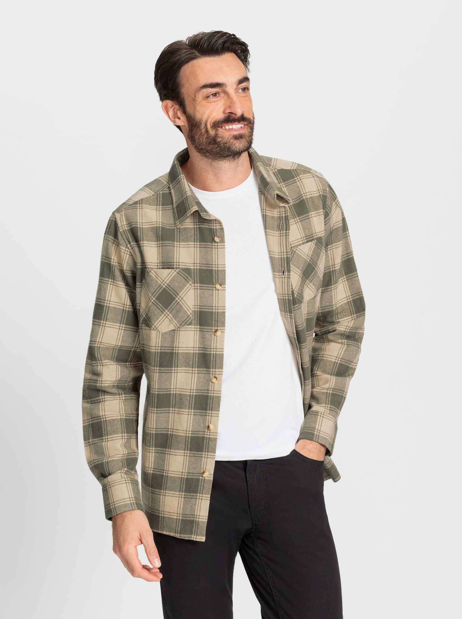 Catamaran Outdoorhemd in Flanell-Qualität - sand-khaki-kariert