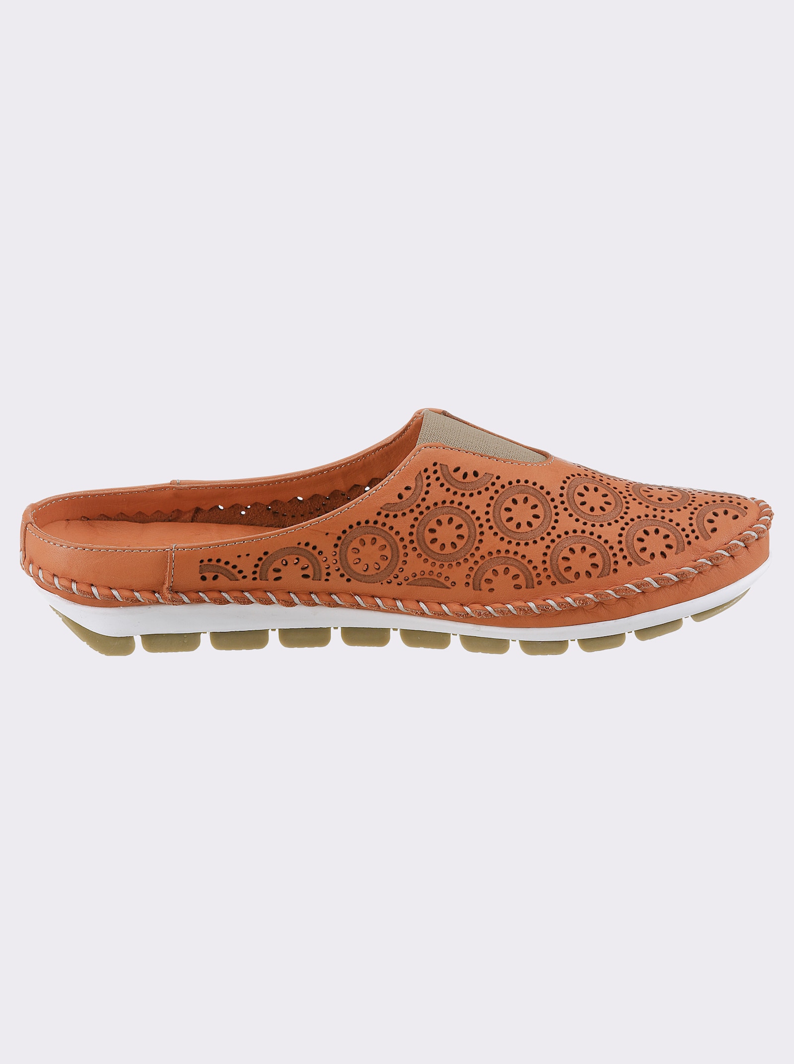 Gemini Pantolette aus Leder mit Durchbrüchen - orange