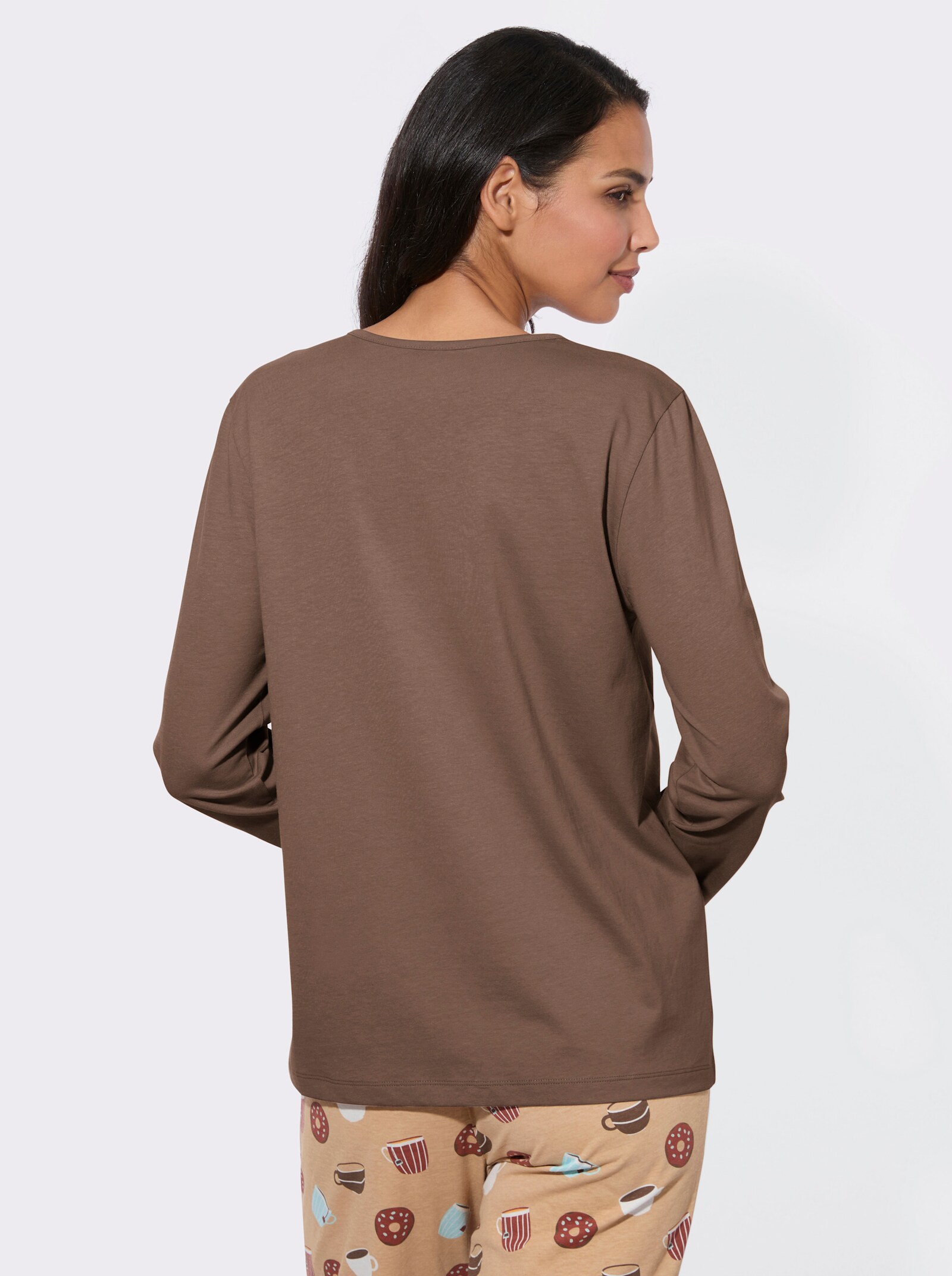 Schlafanzugshirt in Single-Jersey-Qualität - schoko