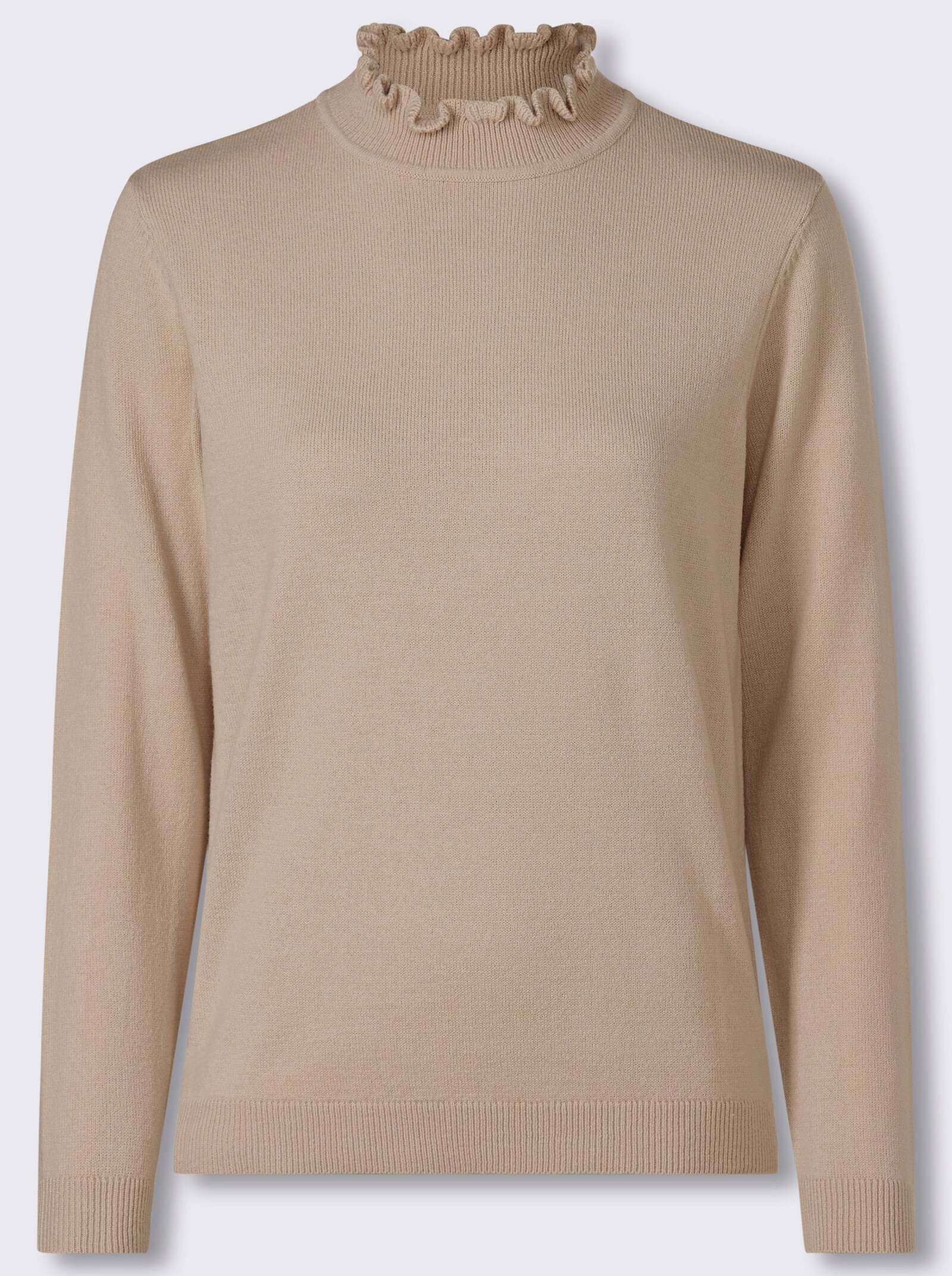 Stehkragenpullover in flauschiger Qualität - beige