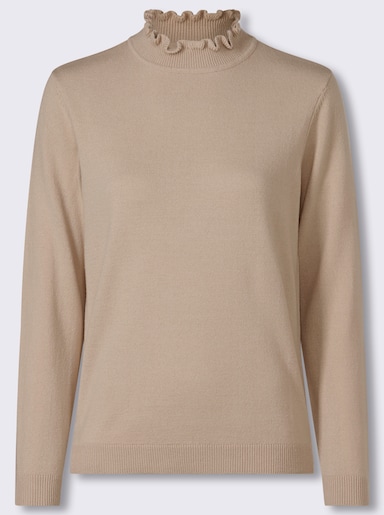Stehkragenpullover in flauschiger Qualität - beige