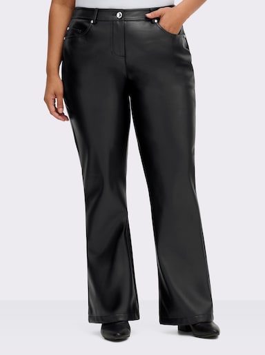 sheego Lederimitathose mit Formbund, in Bootcut-Form - schwarz