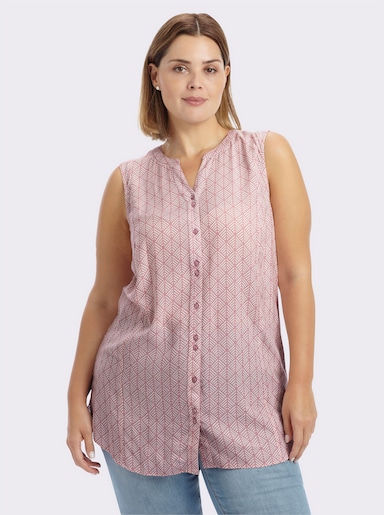 sheego Blusentop mit Knopfleiste - hortensie-weiß-bedruckt