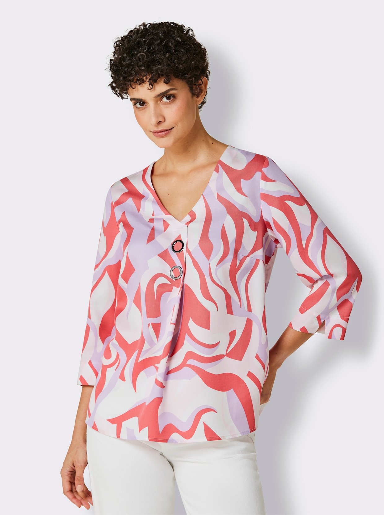 CREATION L PREMIUM Blouse met print - grapefruit/lila bedrukt