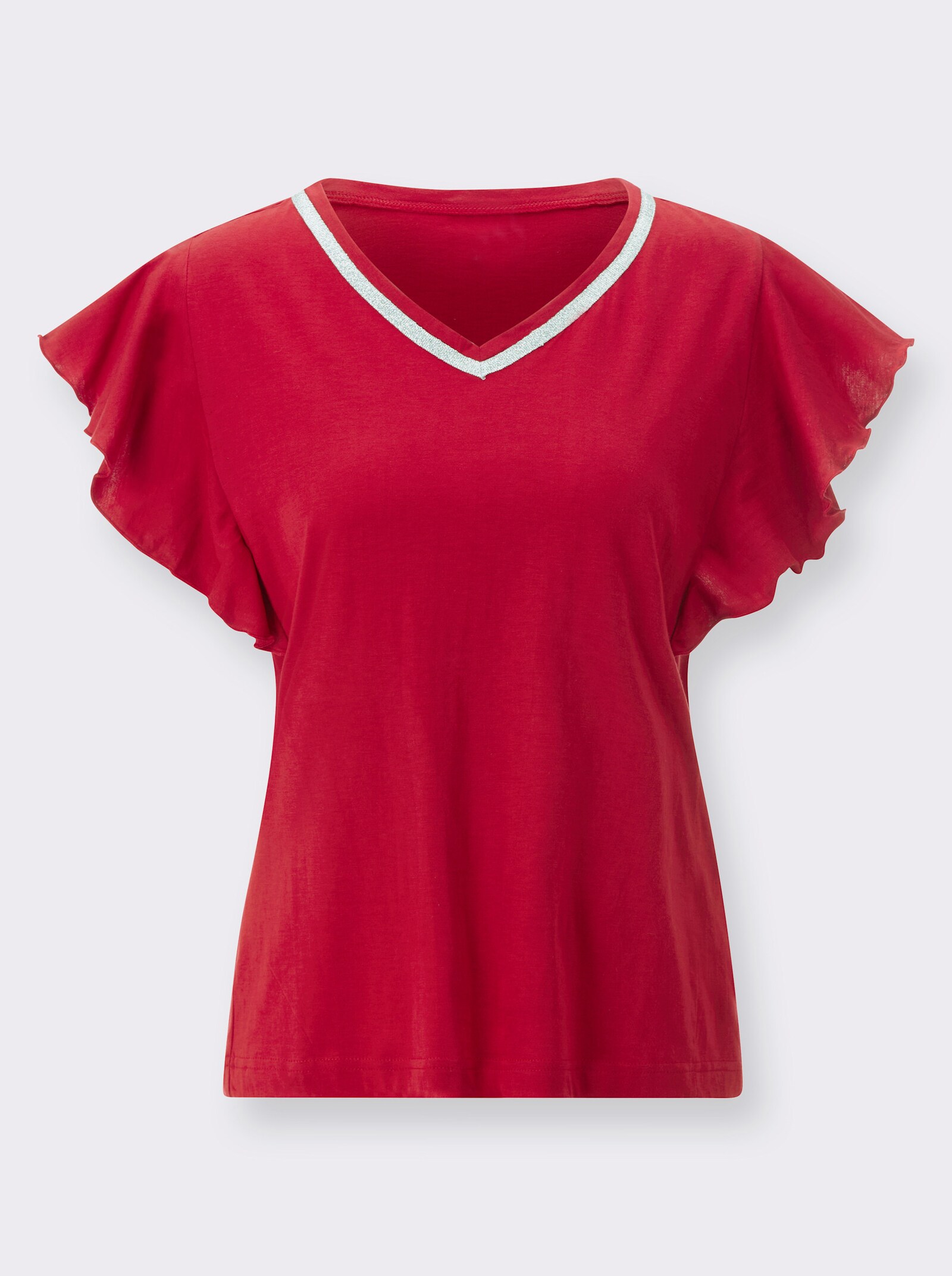 Shirt met V-hals en vleermuismouwen - rood