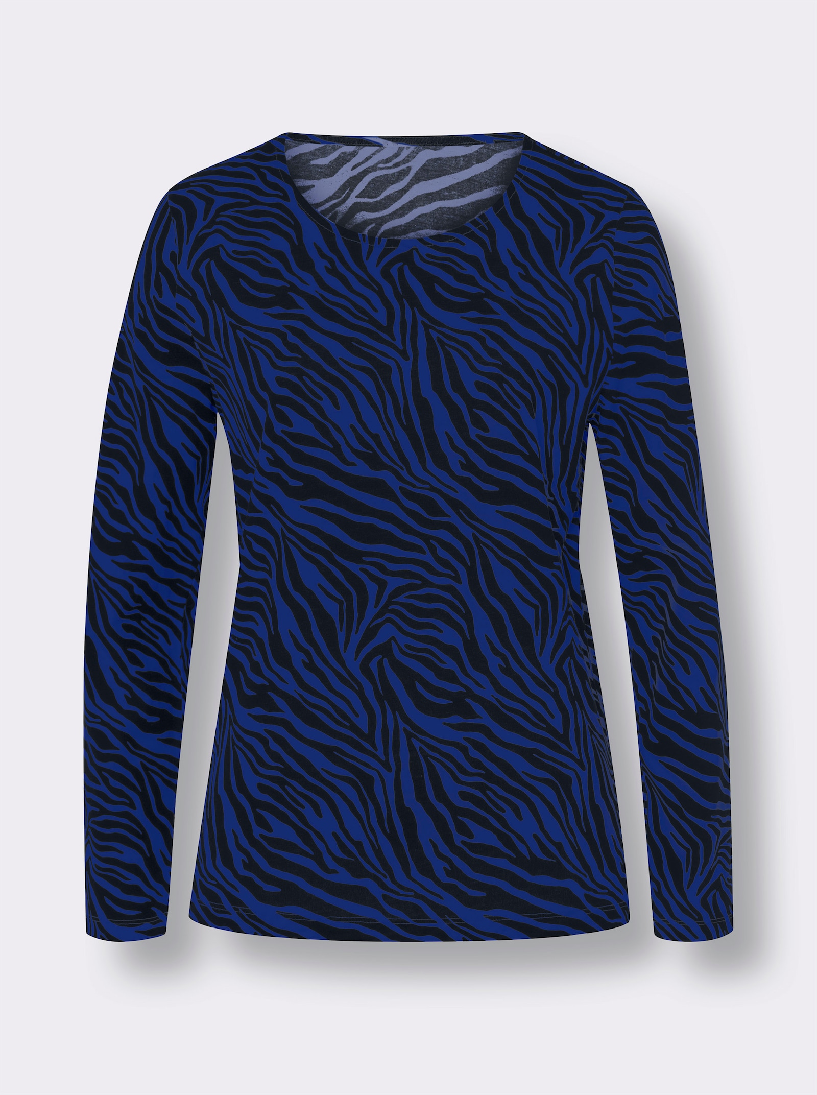 Langarmshirt mit Zebra-Muster - royalblau-schwarz-bedruckt