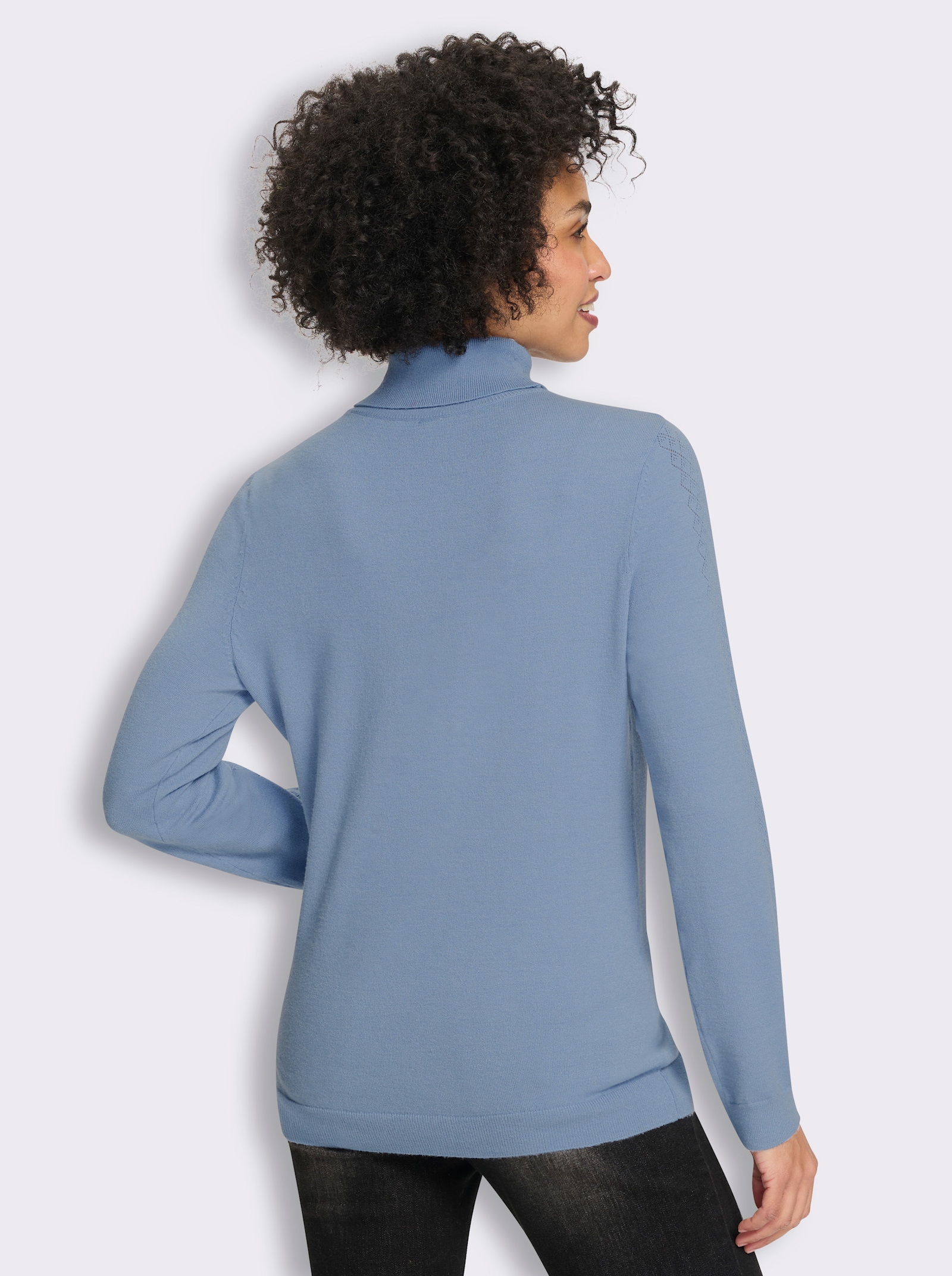 heine Rollkragenpullover mit Ajour-Partien - bleu