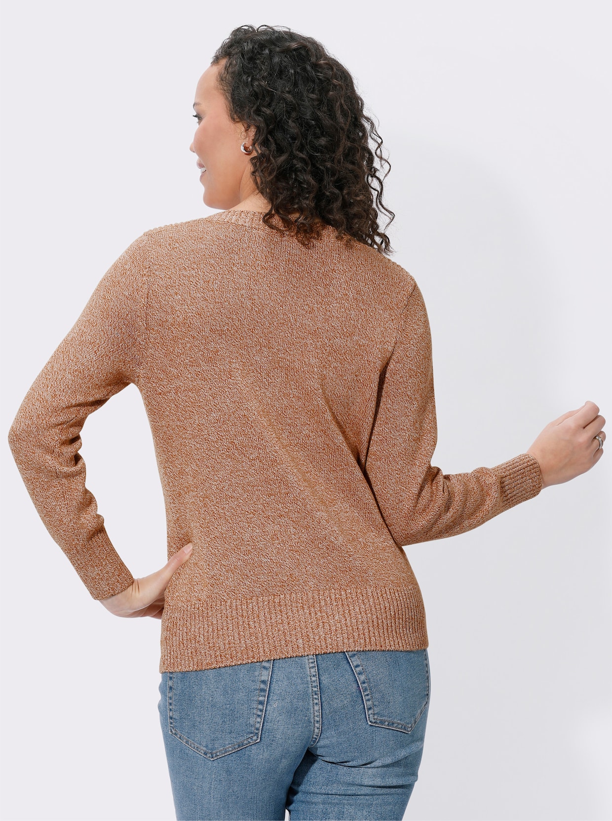 Pullover - cognac-meliert