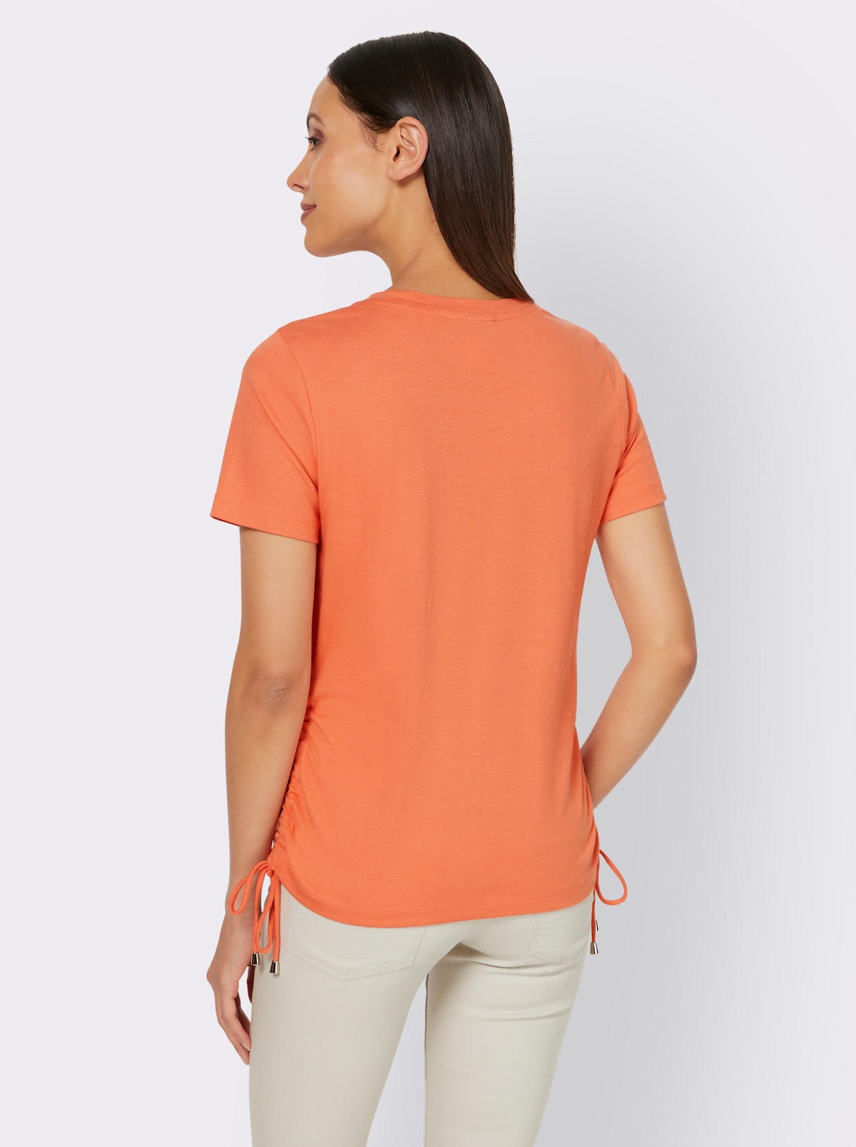 heine Shirt met ronde hals - mandarijn