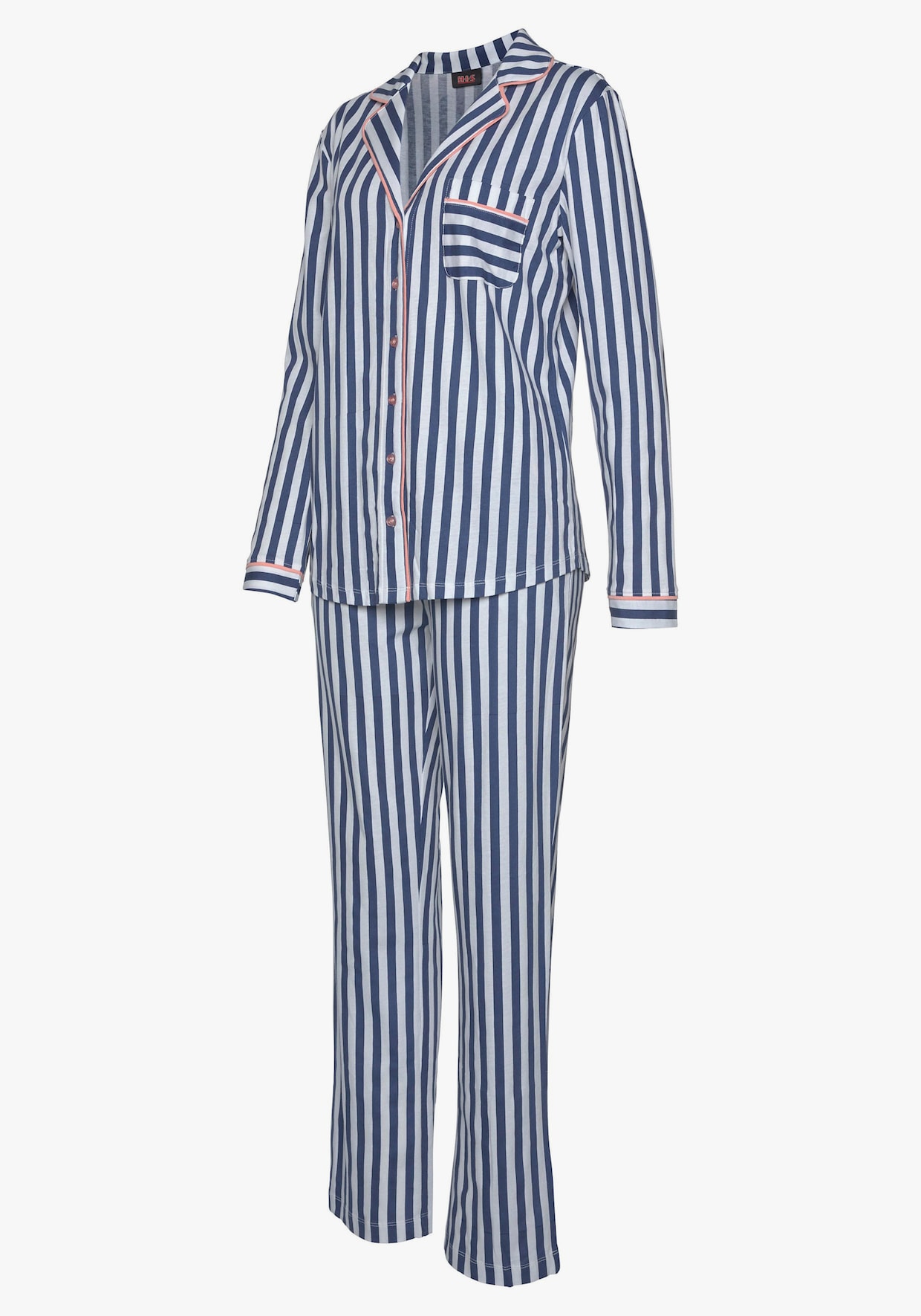 H.I.S Pyjama - donkerblauw/wit gestreept