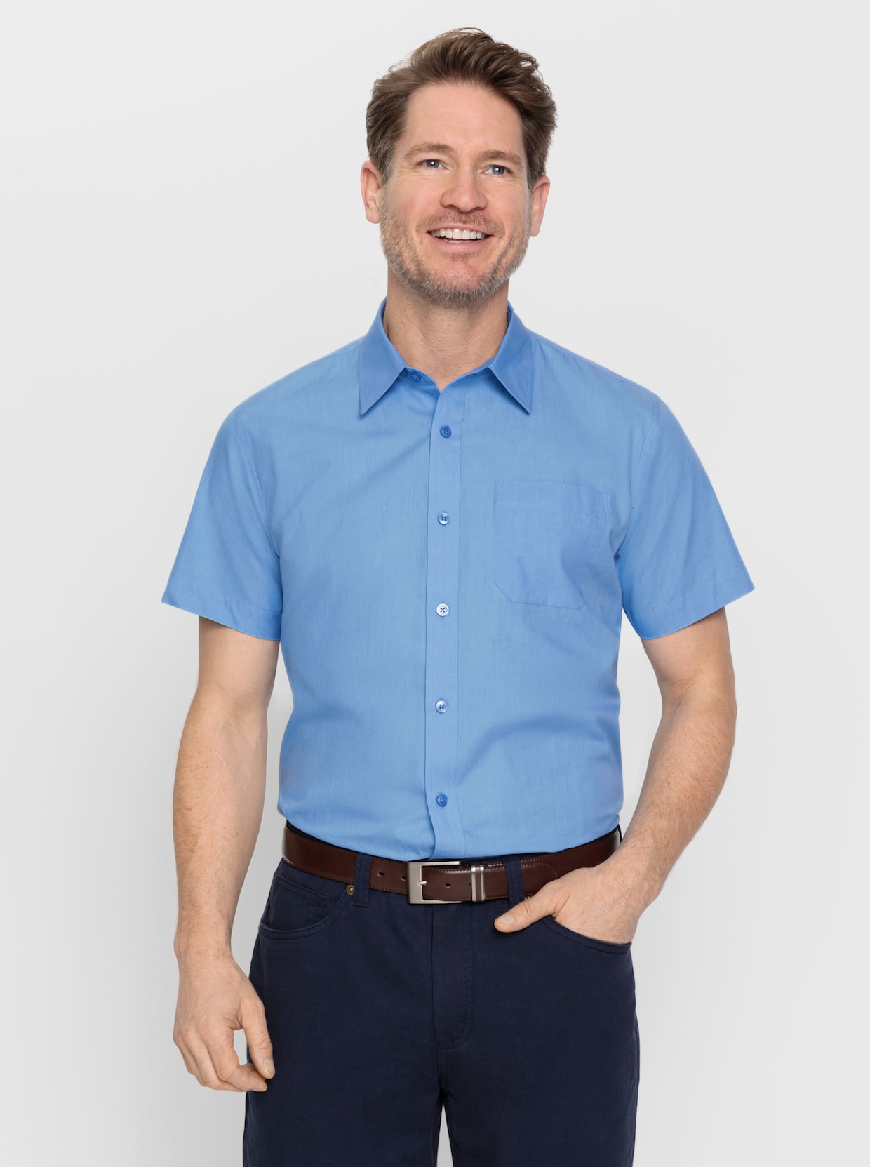 Marco Donati Hemd met korte mouwen - hemelsblauw