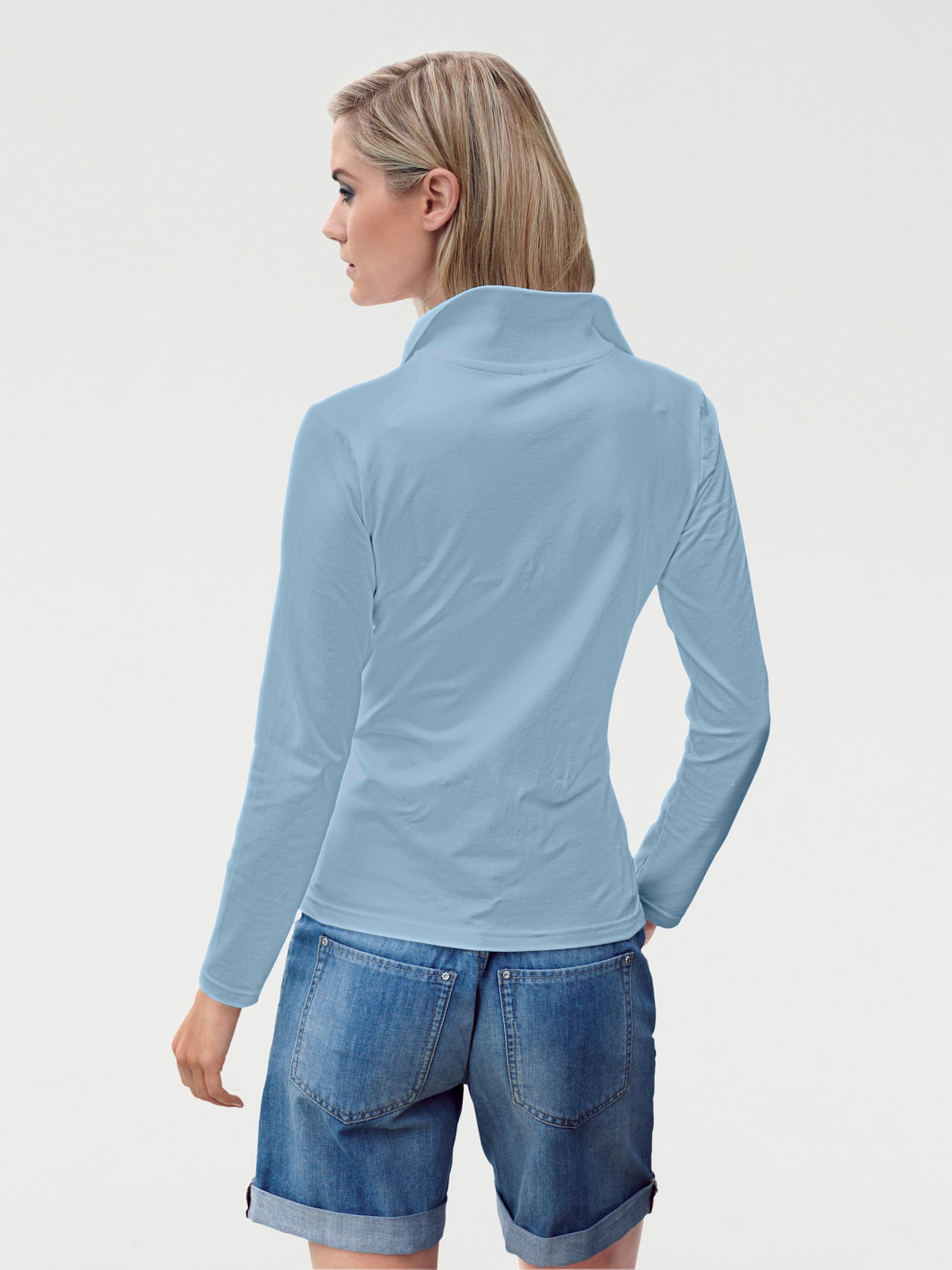 heine Langarm-Poloshirt in Pikee-Qualität - bleu