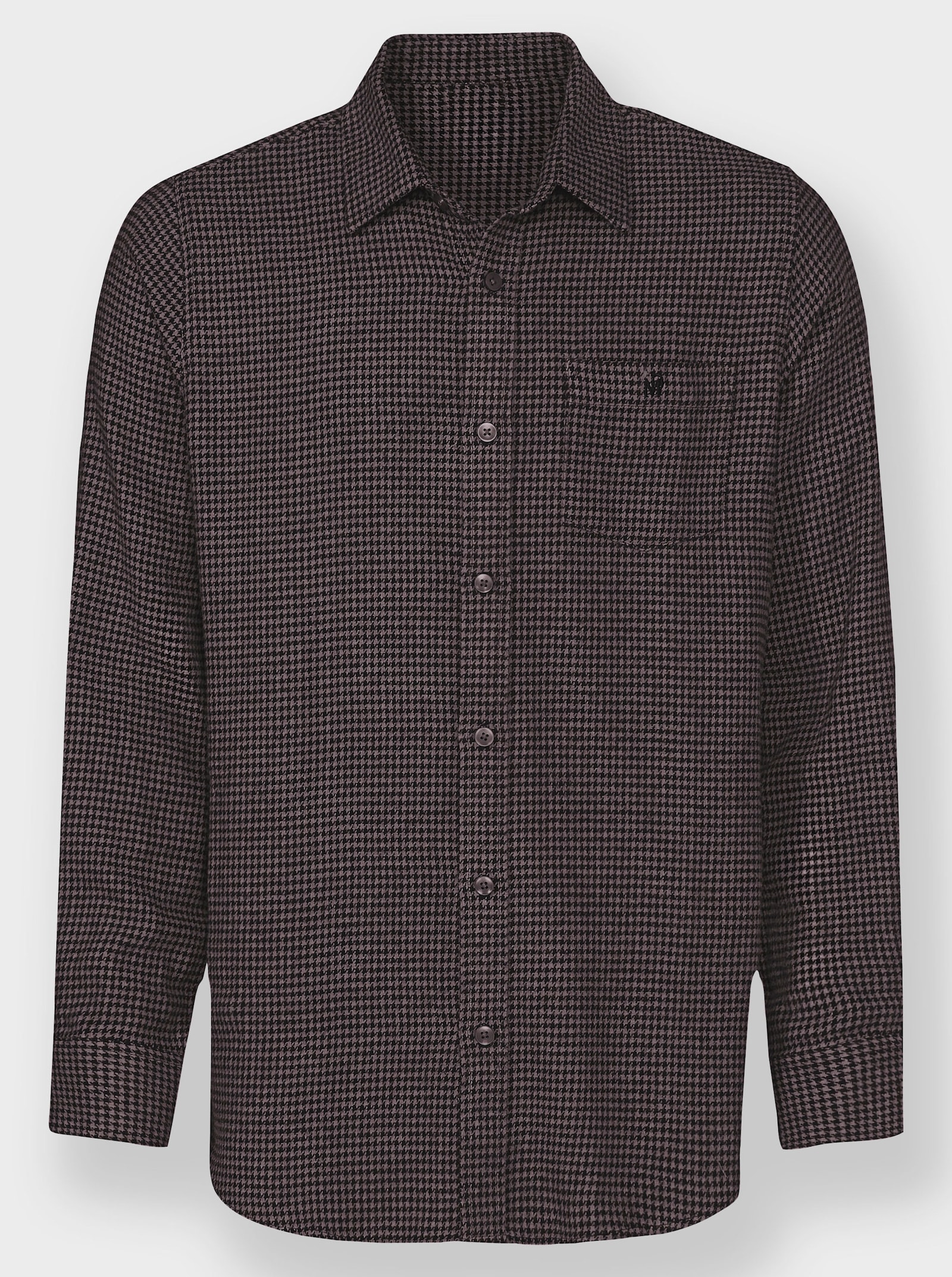 Marco Donati Flanellhemd mit wärmender Wolle - dunkeltaupe-schwarz-gemustert