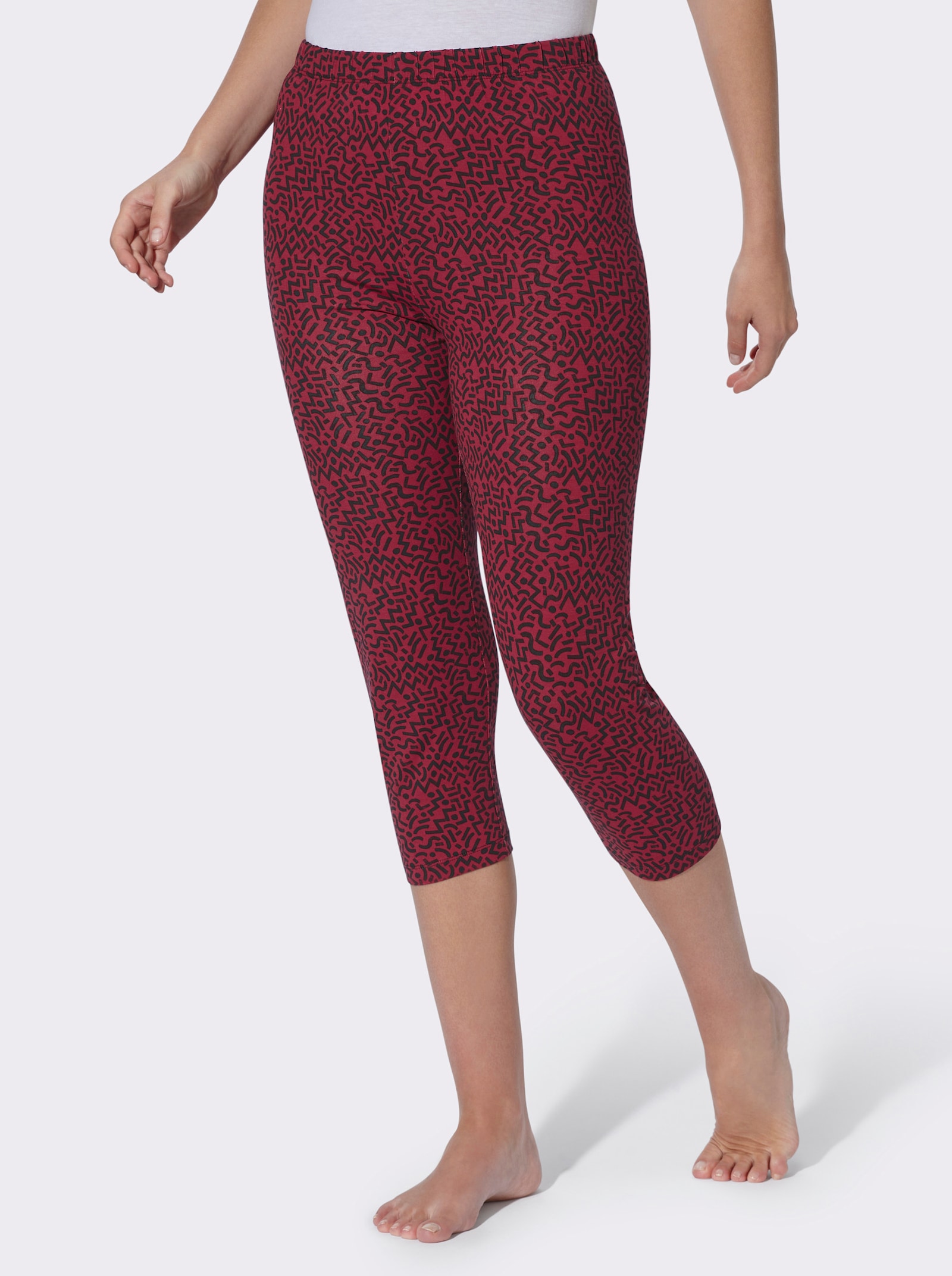 Leggings im grafischen Druckmuster - kirsche-schwarz-bedruckt