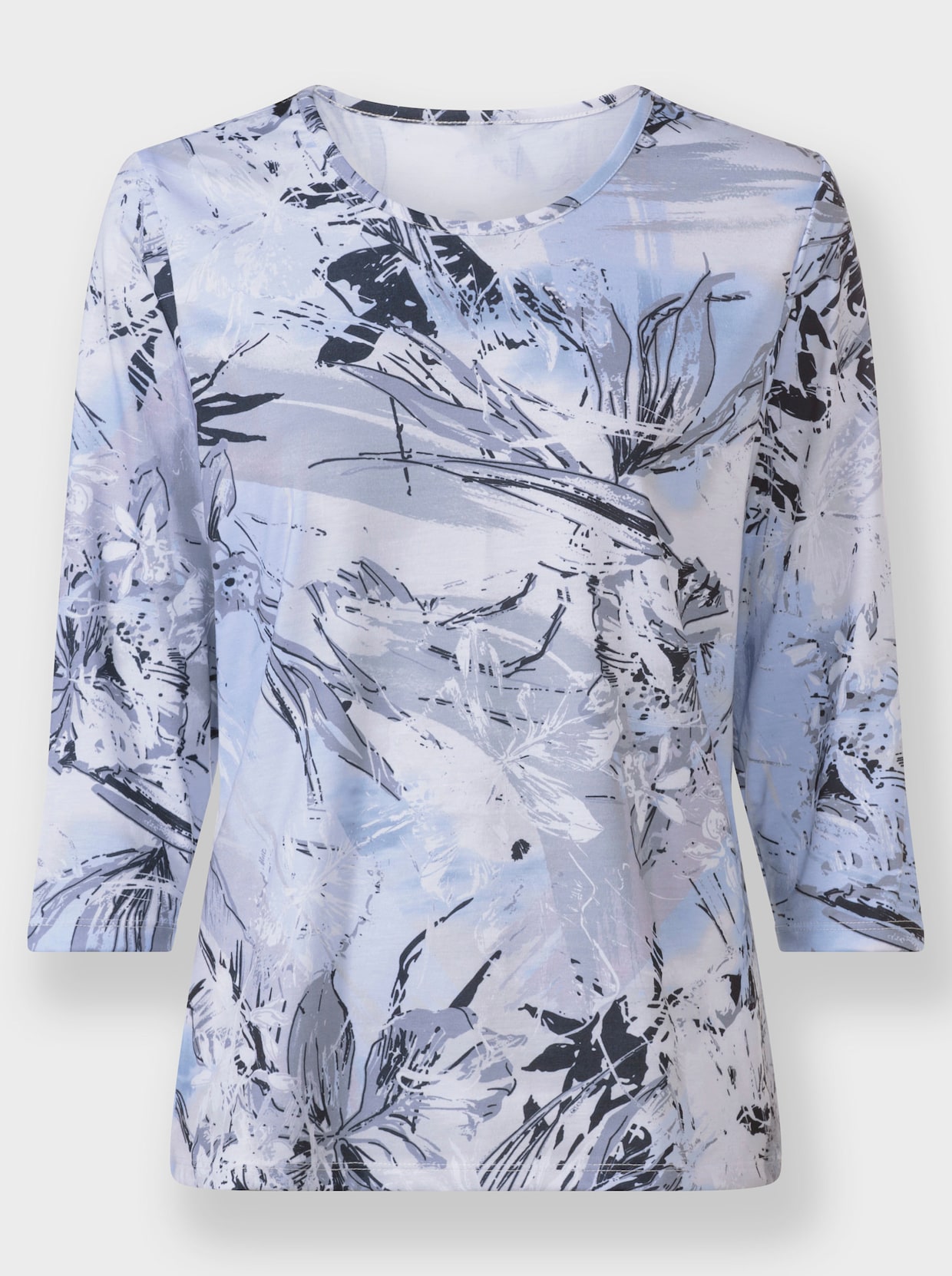 Shirt met 3/4-mouw - ijsblauw/grijs bedrukt