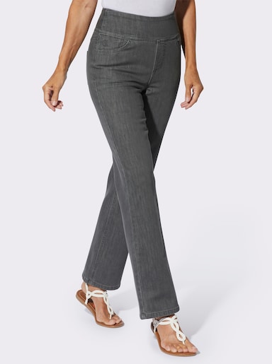 Gerade Jeans mit hohem Bund - grey-denim