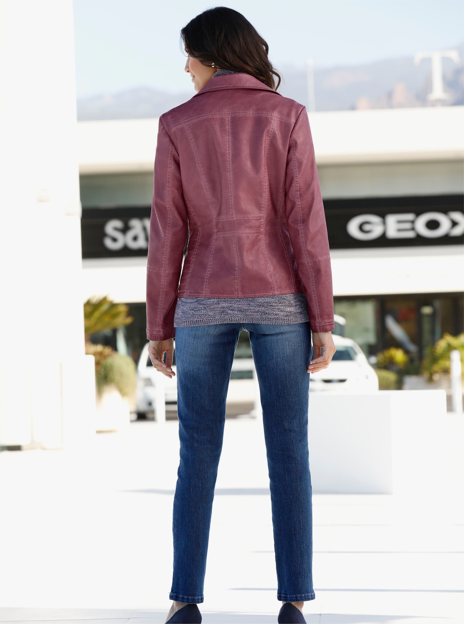 Skinny jeans met rits op achterzakken - blue-stonewashed