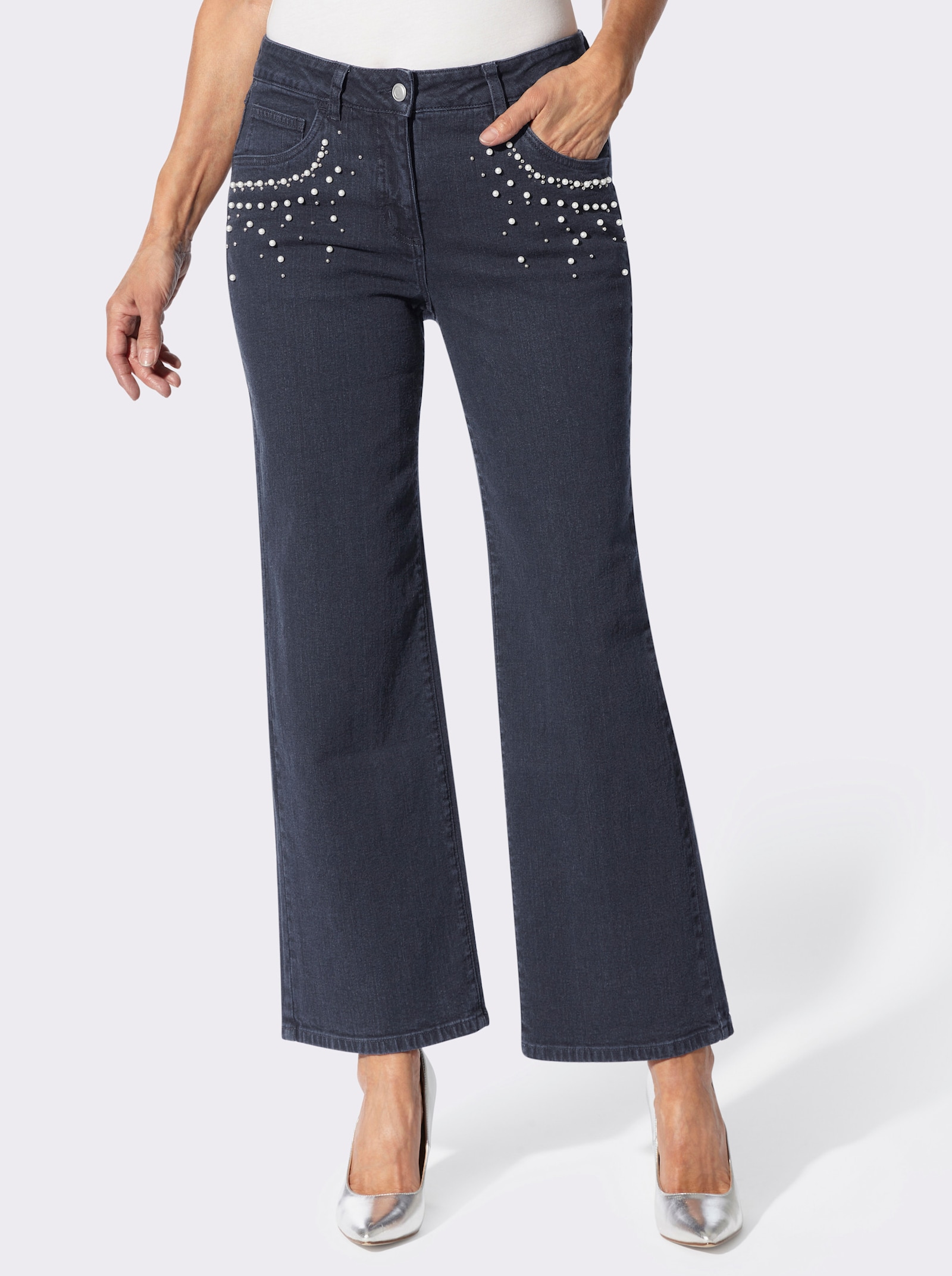 Jeans mit Zierperlen - dark blue