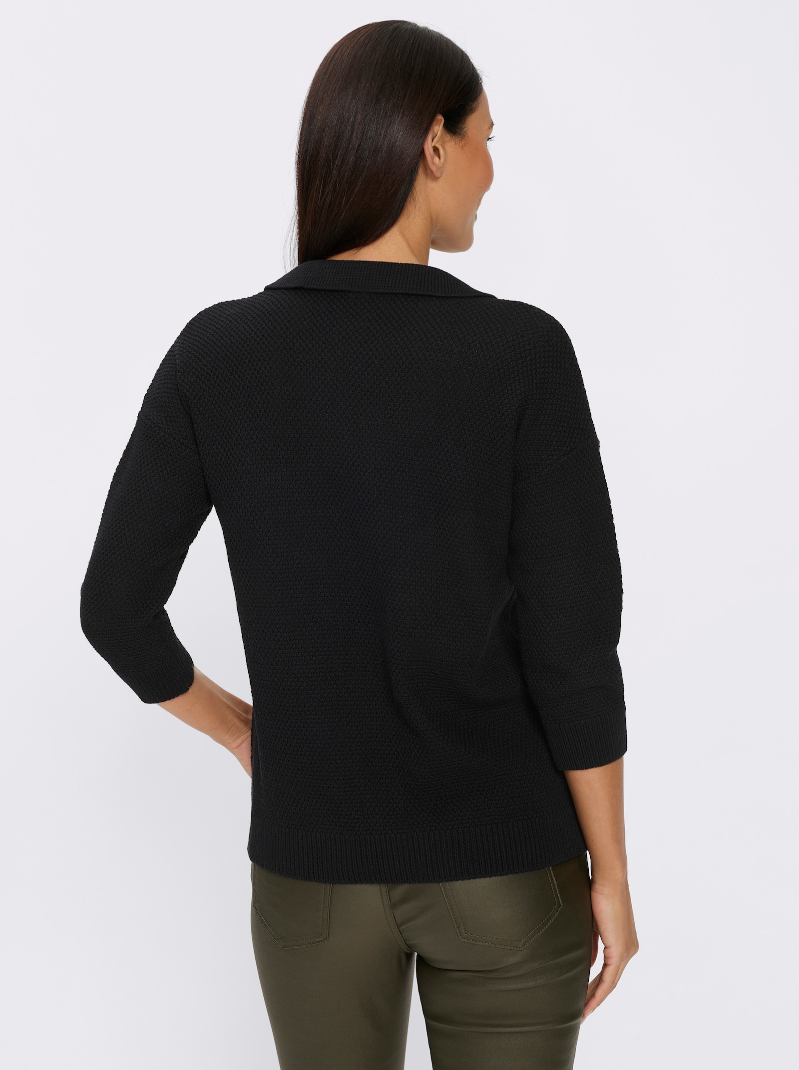 heine Polopullover Mit Schriftzug - schwarz