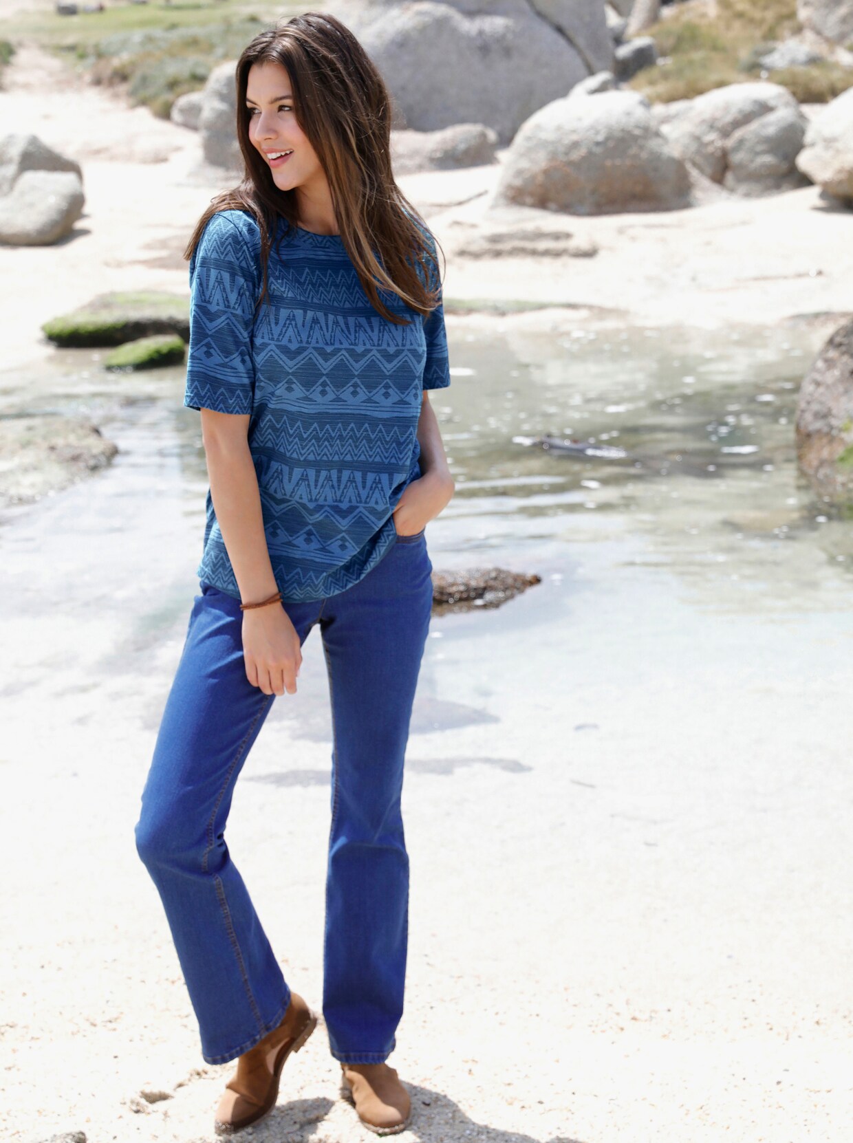 Shirt met print - jeansblauw