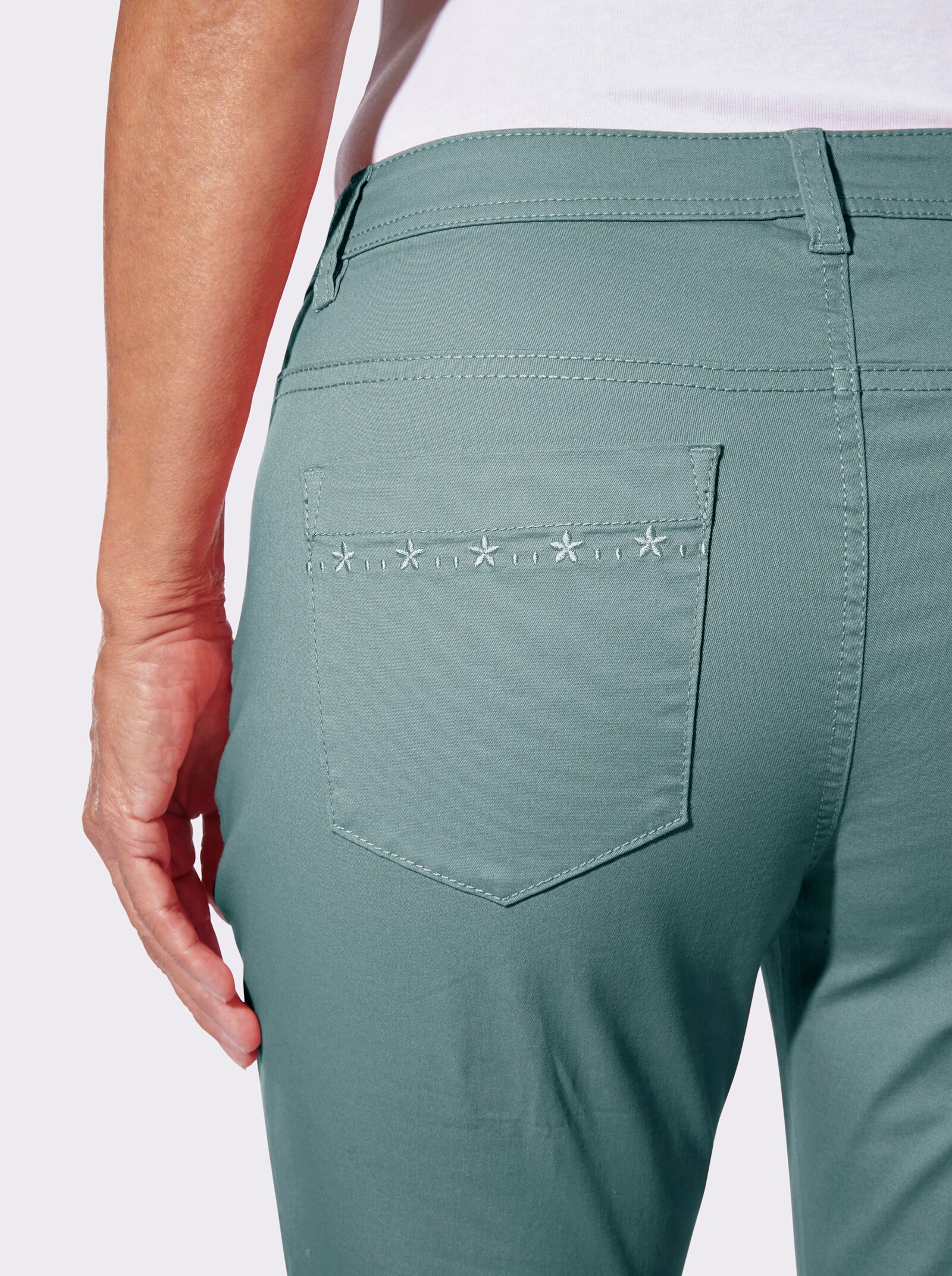 7/8-Hose mit Stickerei - jade