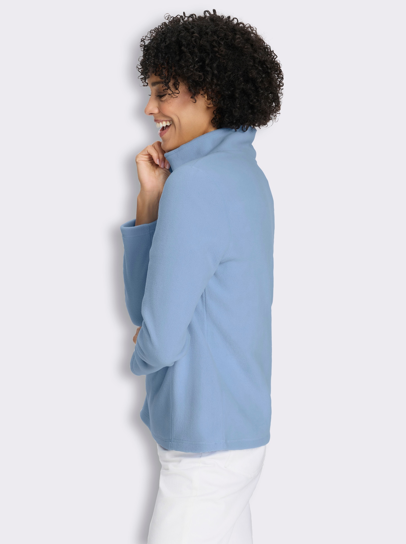 Fleeceshirt mit Stehkragen - bleu